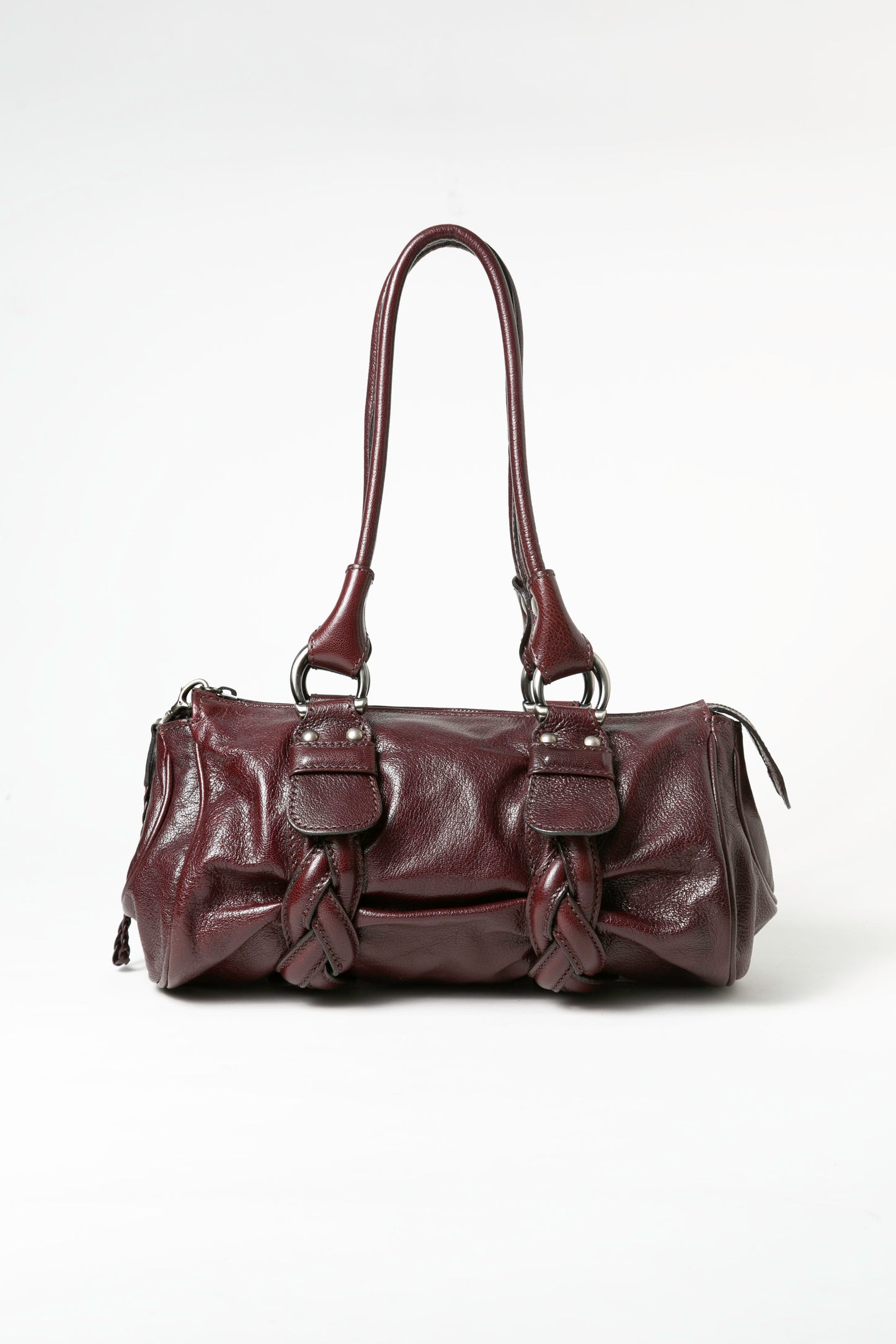 Coccinelle Merlot Red Leather Tote Bag