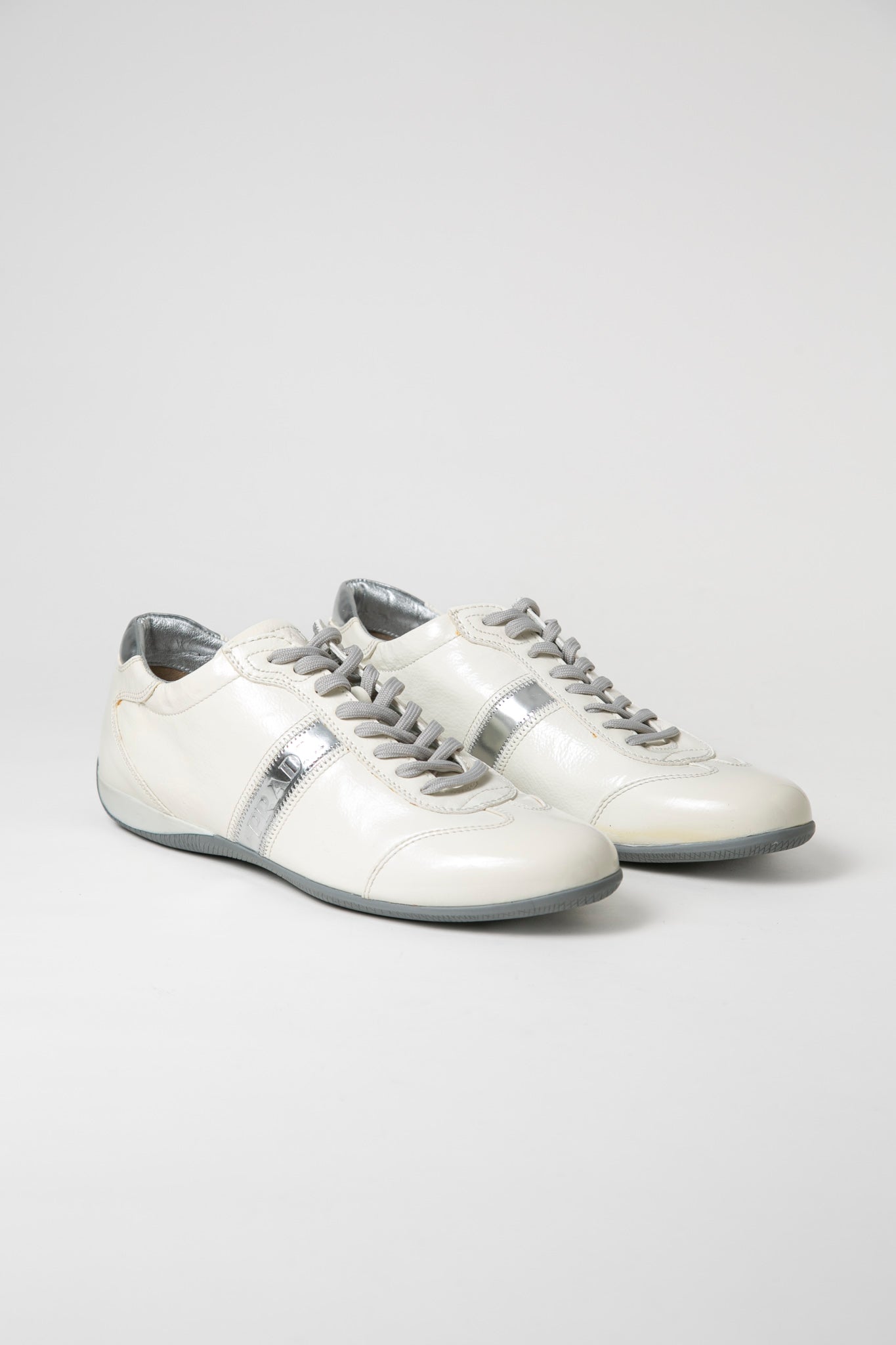 Prada White Silver Sneakers