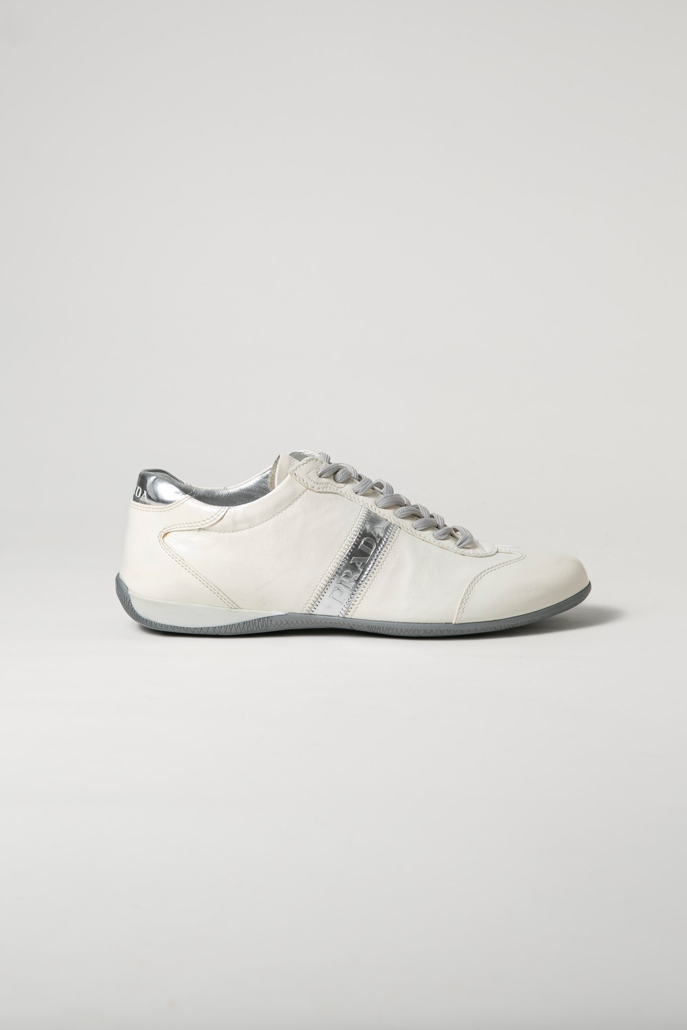 Prada White Silver Sneakers