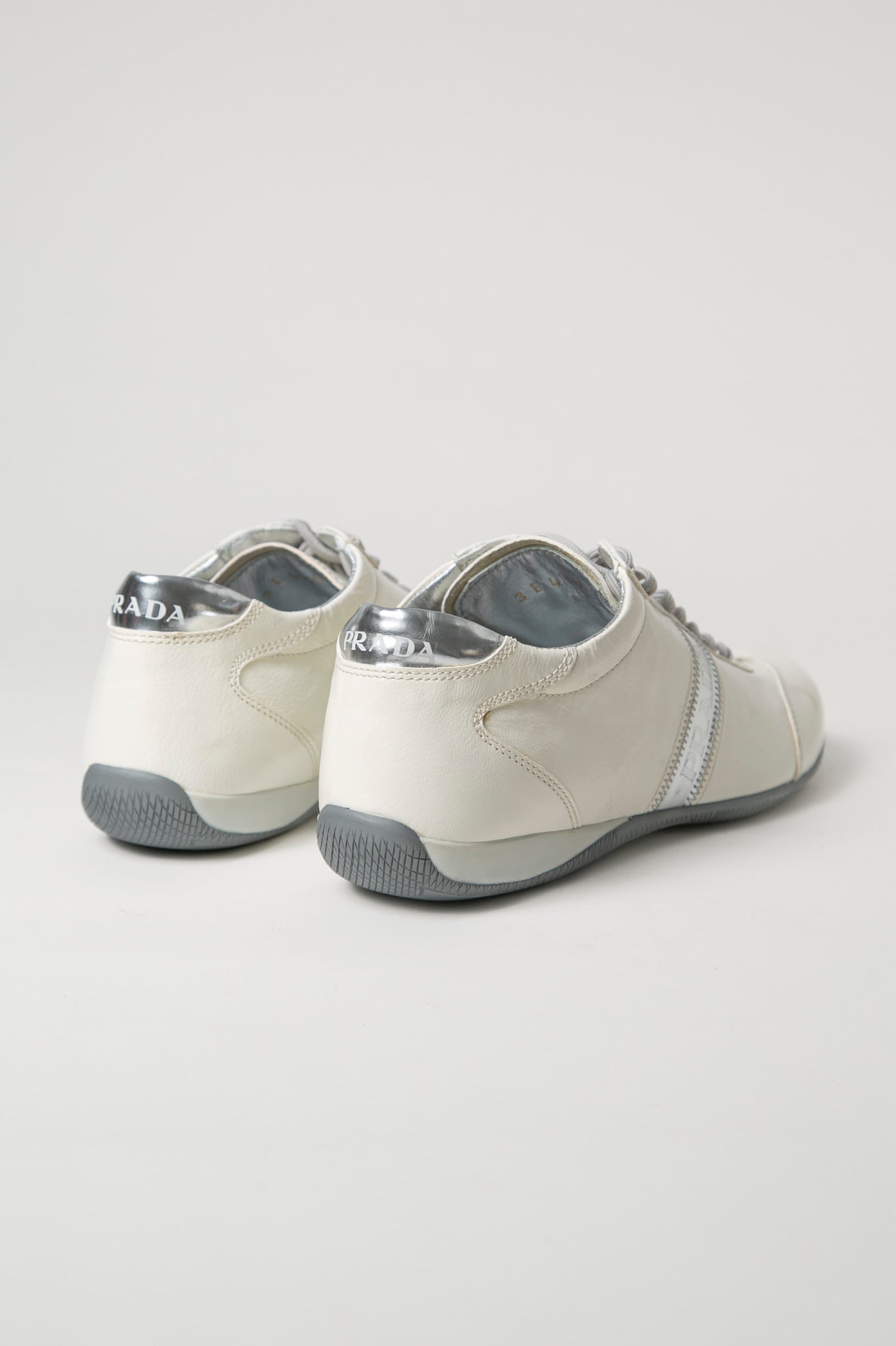 Prada White Silver Sneakers