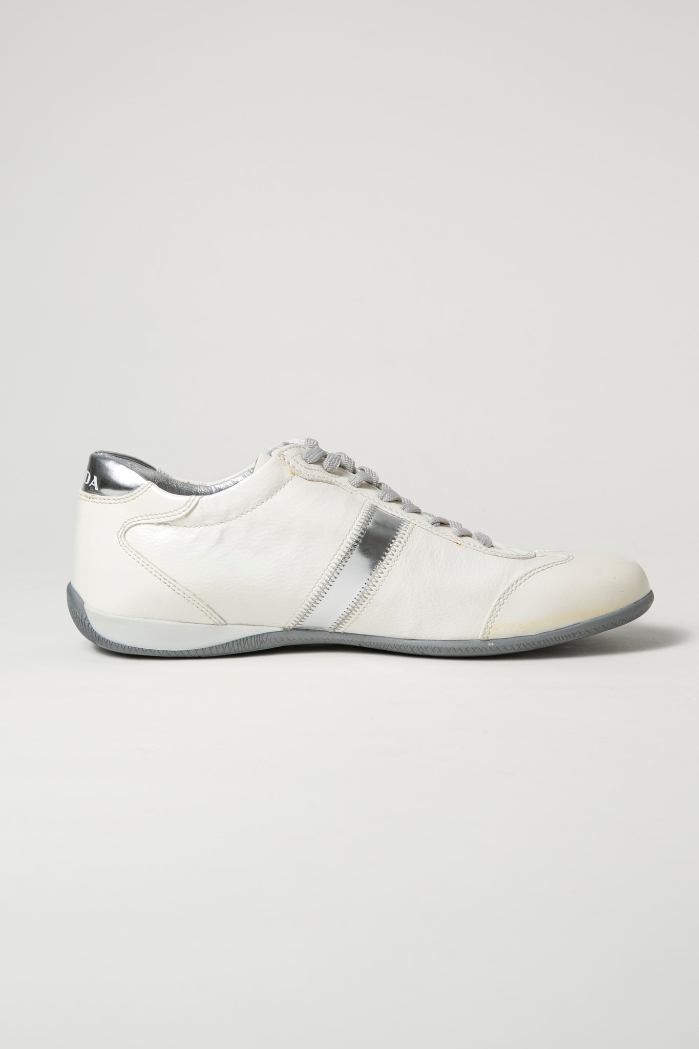 Prada White Silver Sneakers