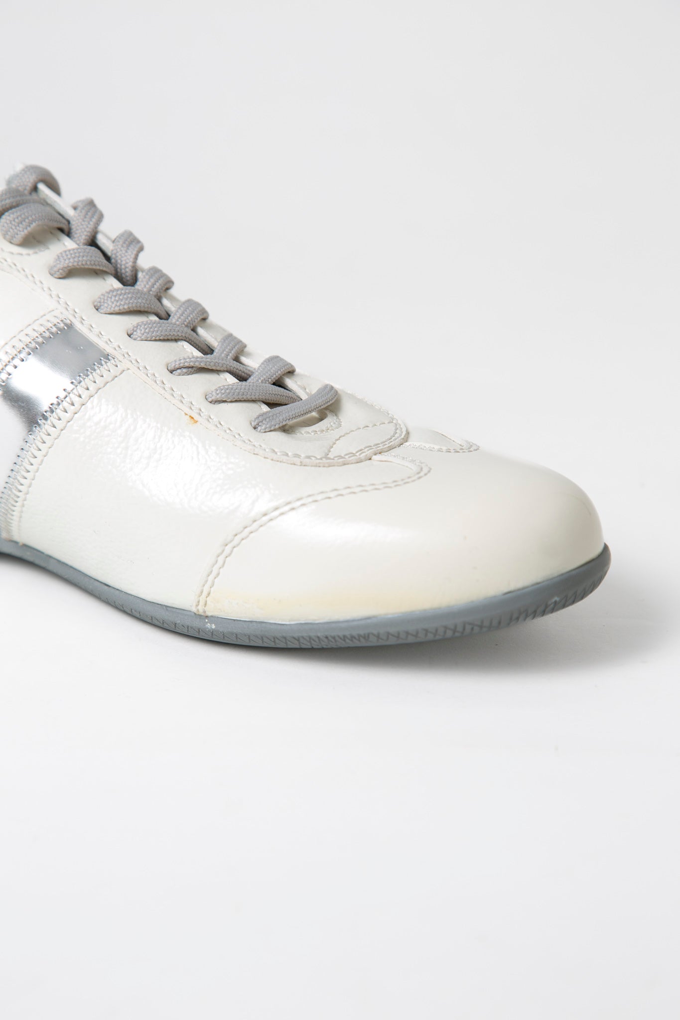 Prada White Silver Sneakers