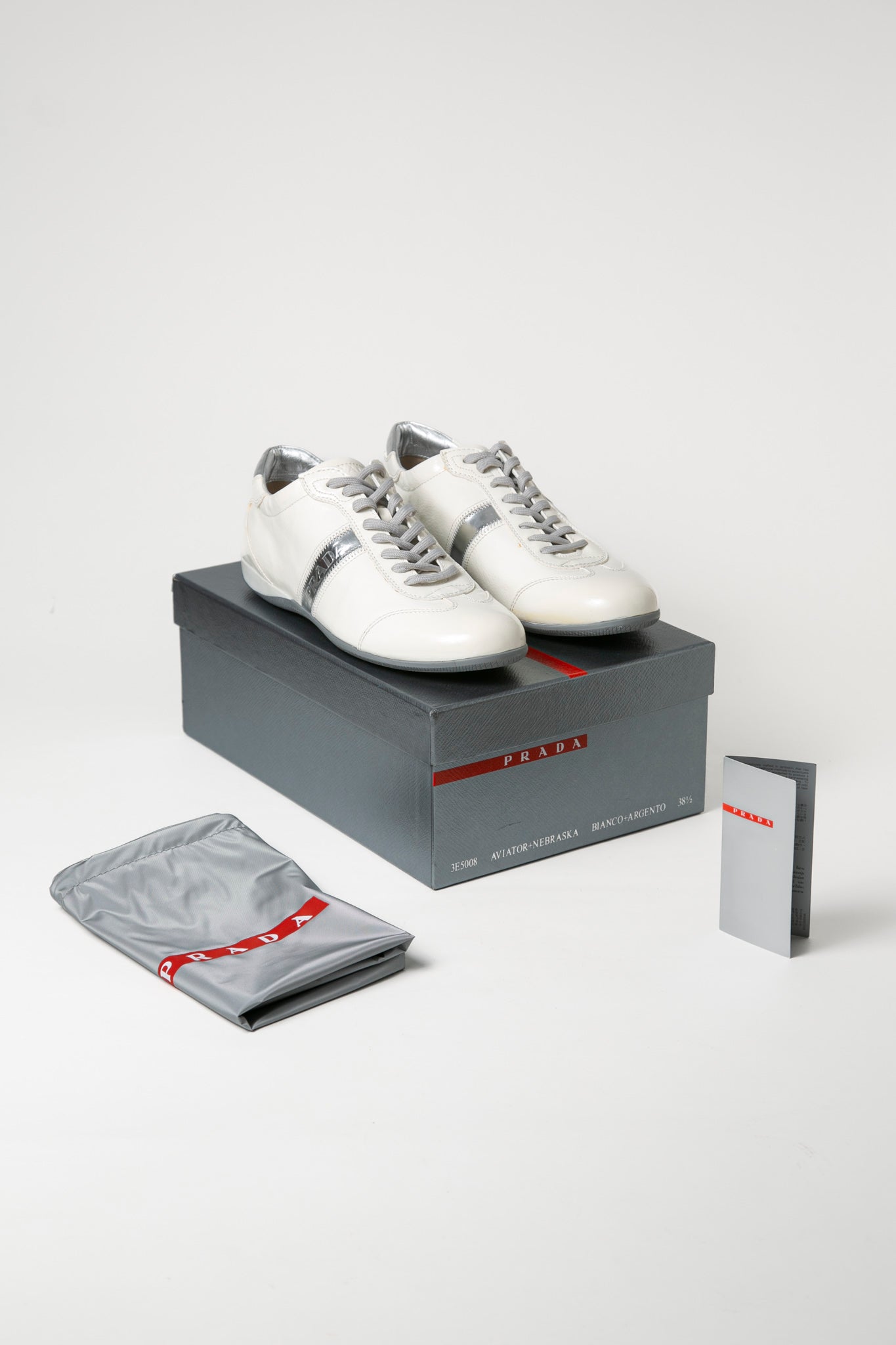 Prada White Silver Sneakers