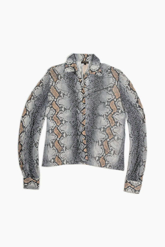 Roberto Cavalli Silver Snakeskin Top