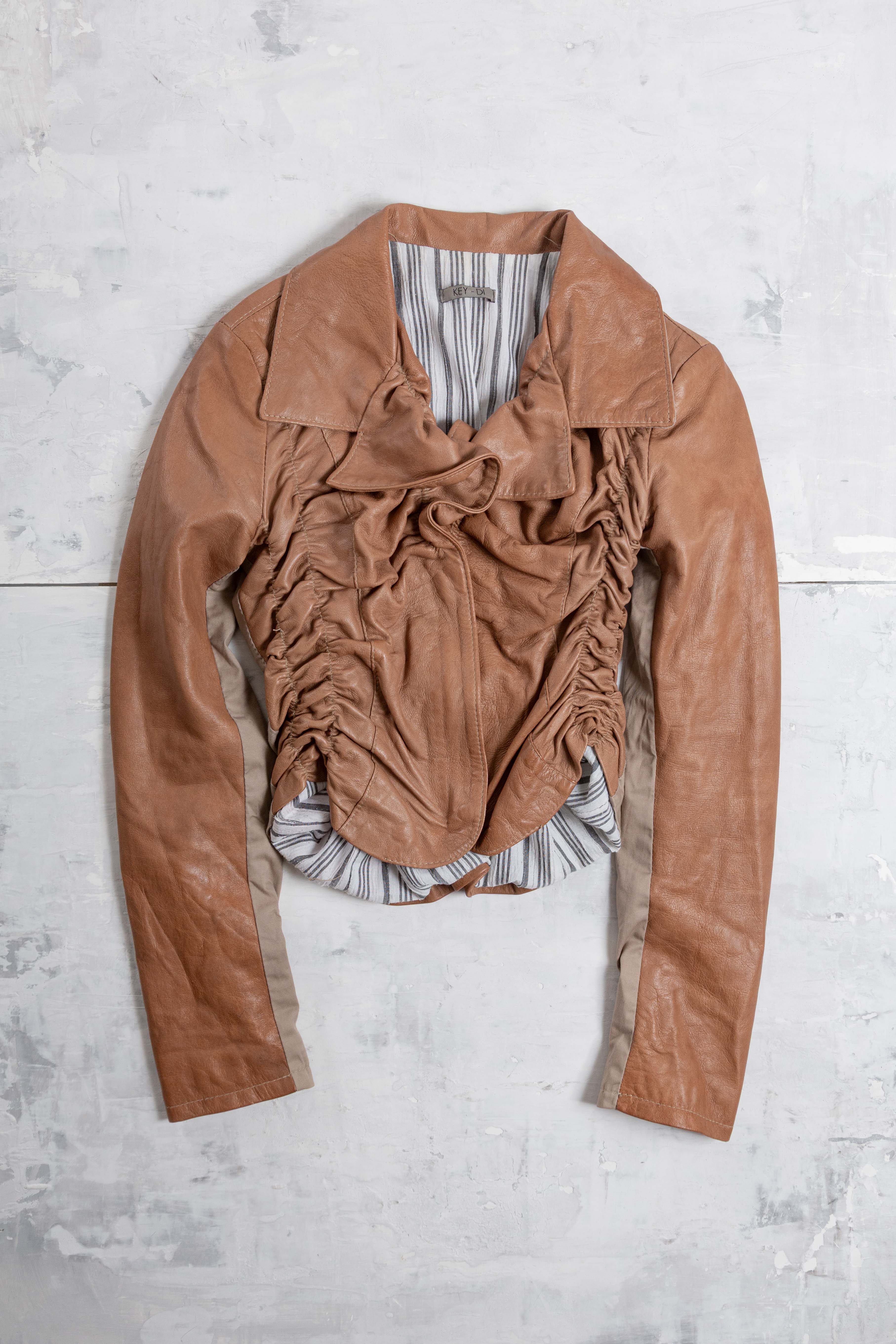 RUCHED LEATHER JACKET