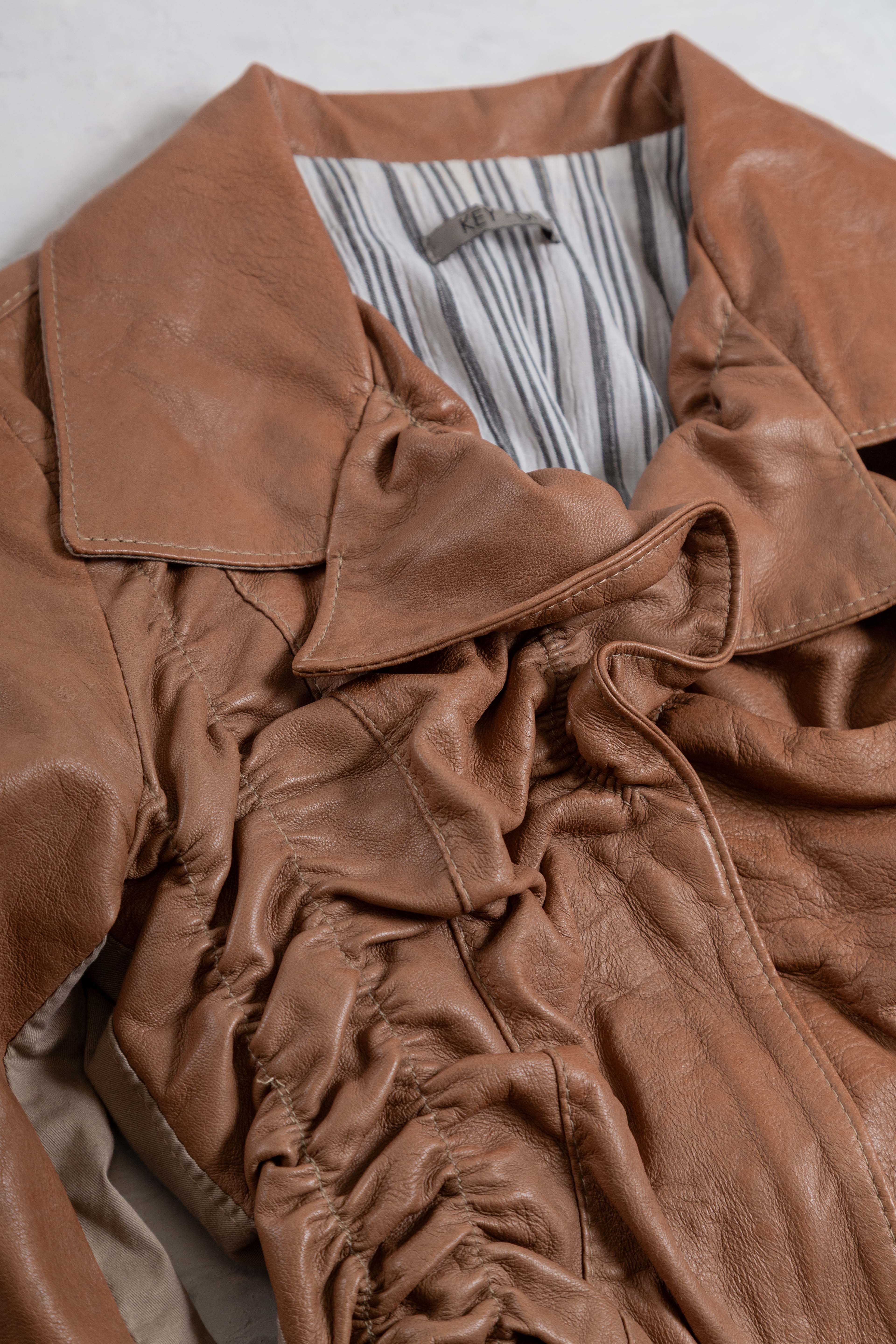 RUCHED LEATHER JACKET