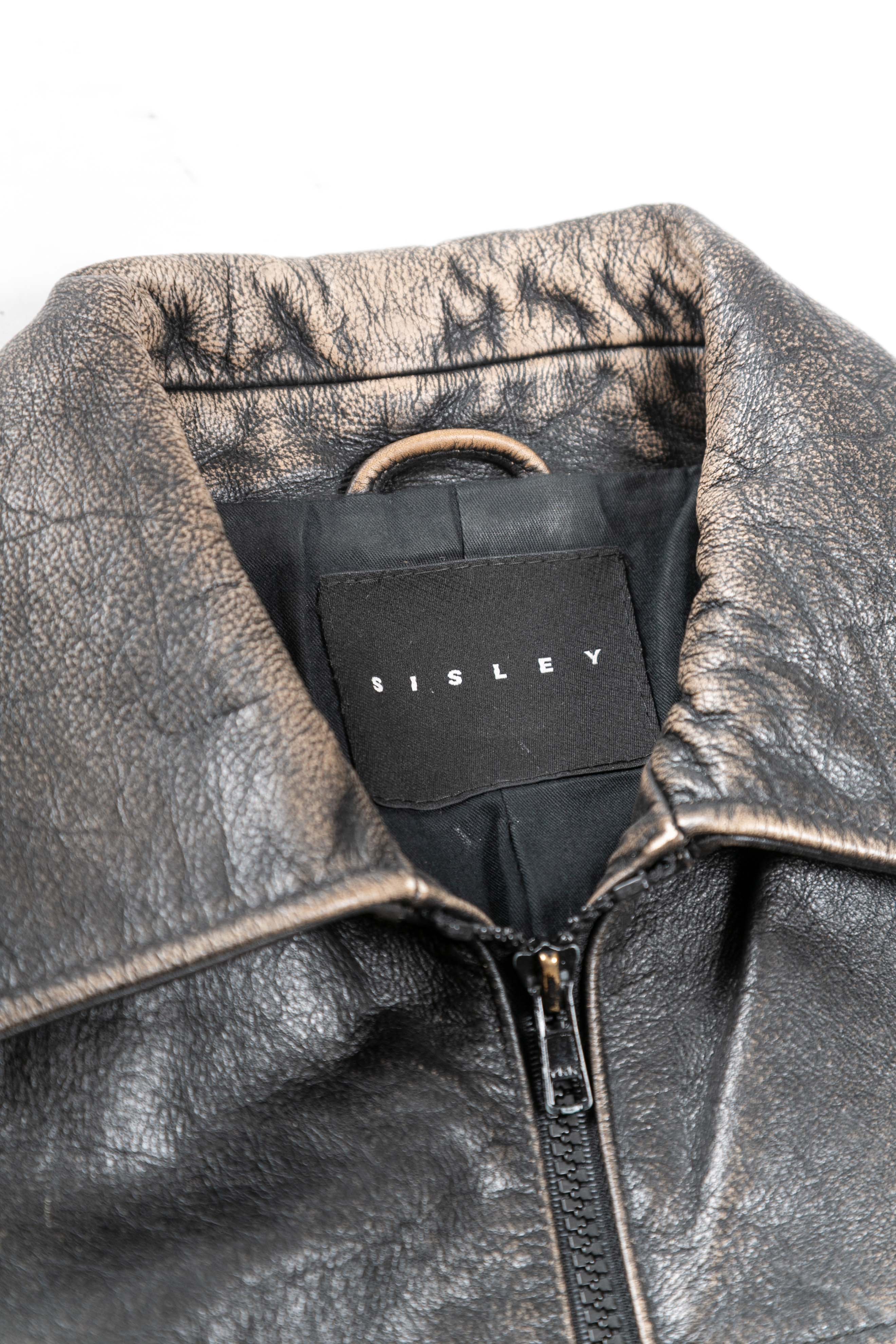 DISTRESSED LEATHER BOXY JACKET