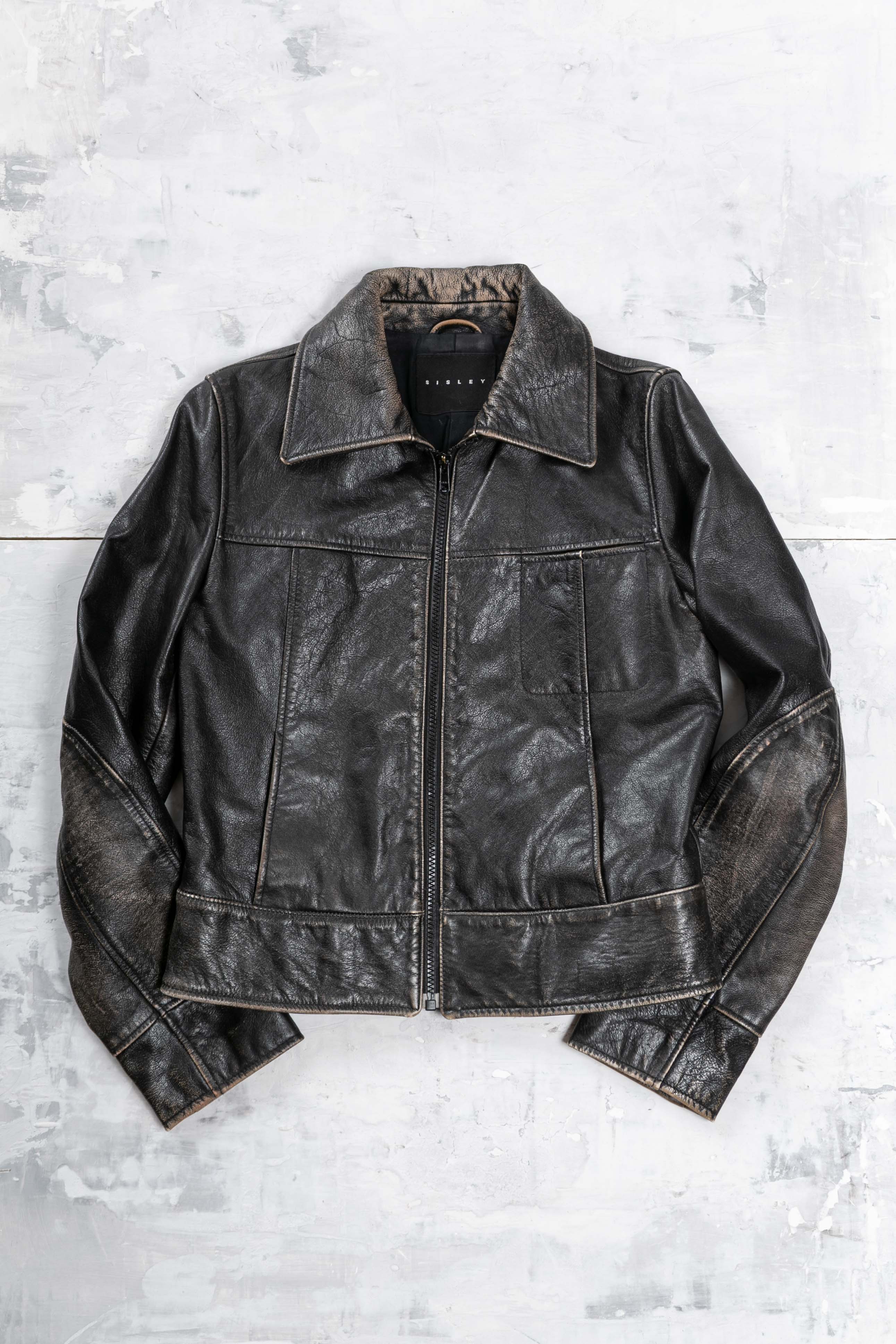 DISTRESSED LEATHER BOXY JACKET