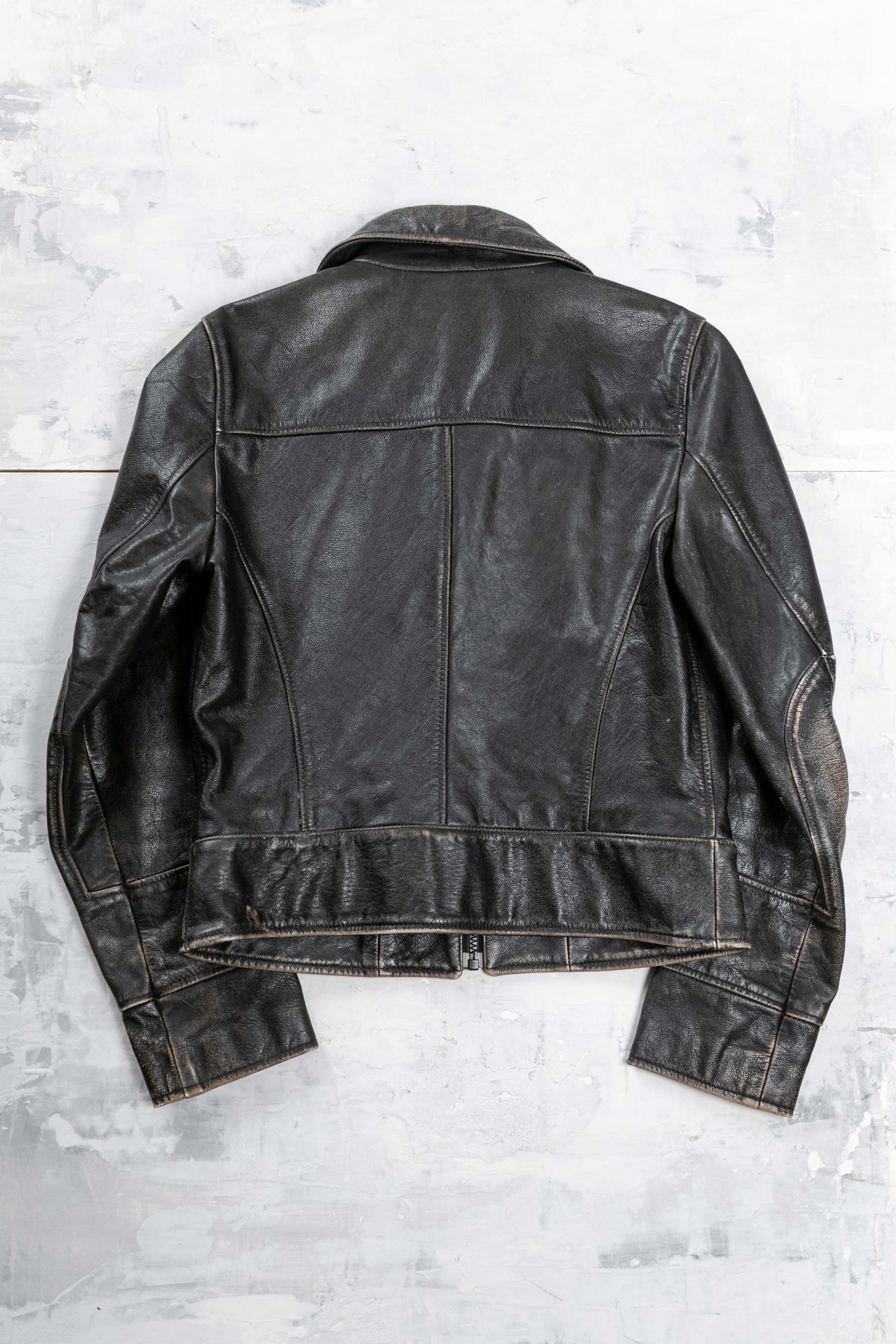 DISTRESSED LEATHER BOXY JACKET