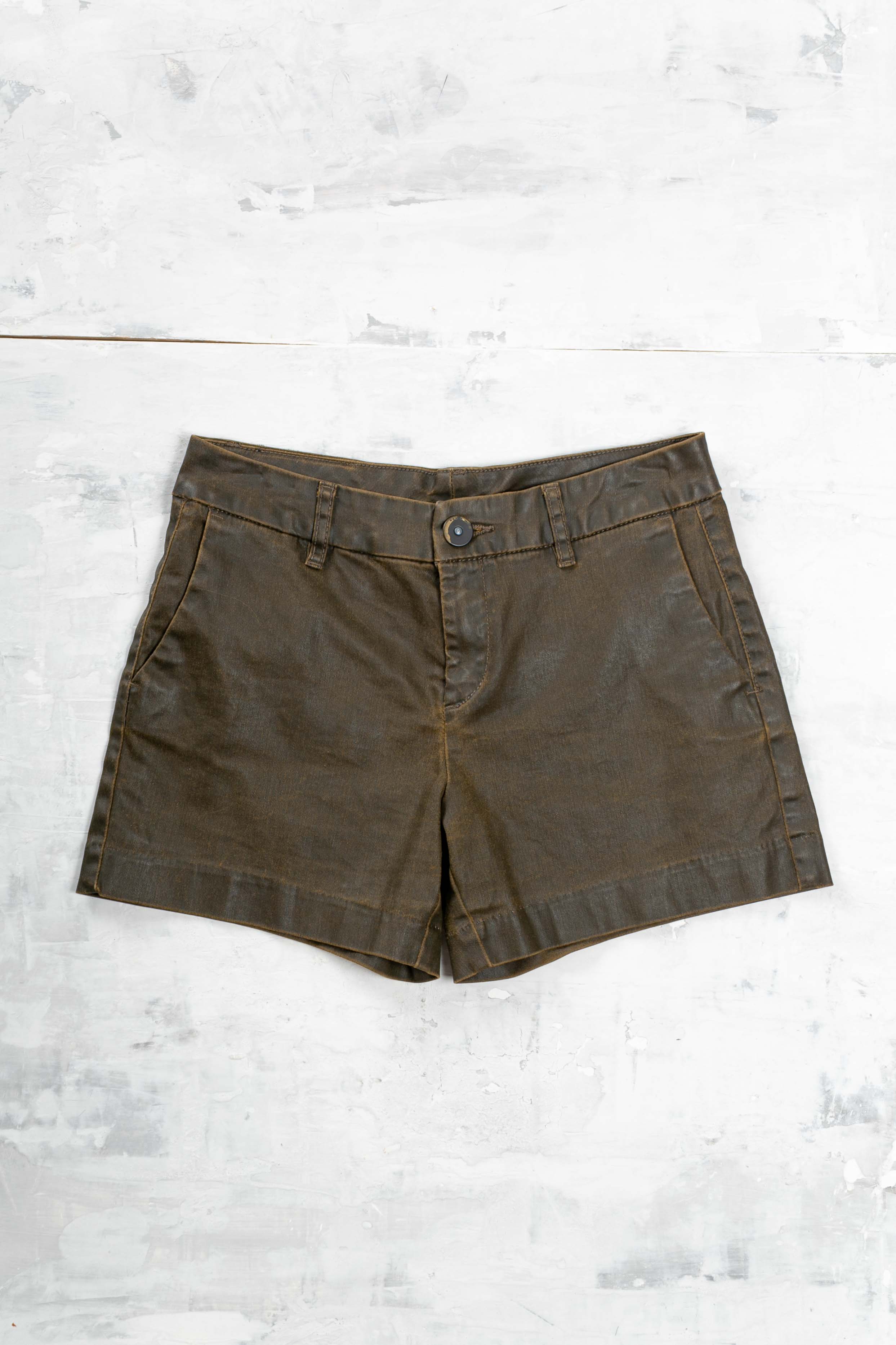 BROWN WAXED SHORTS