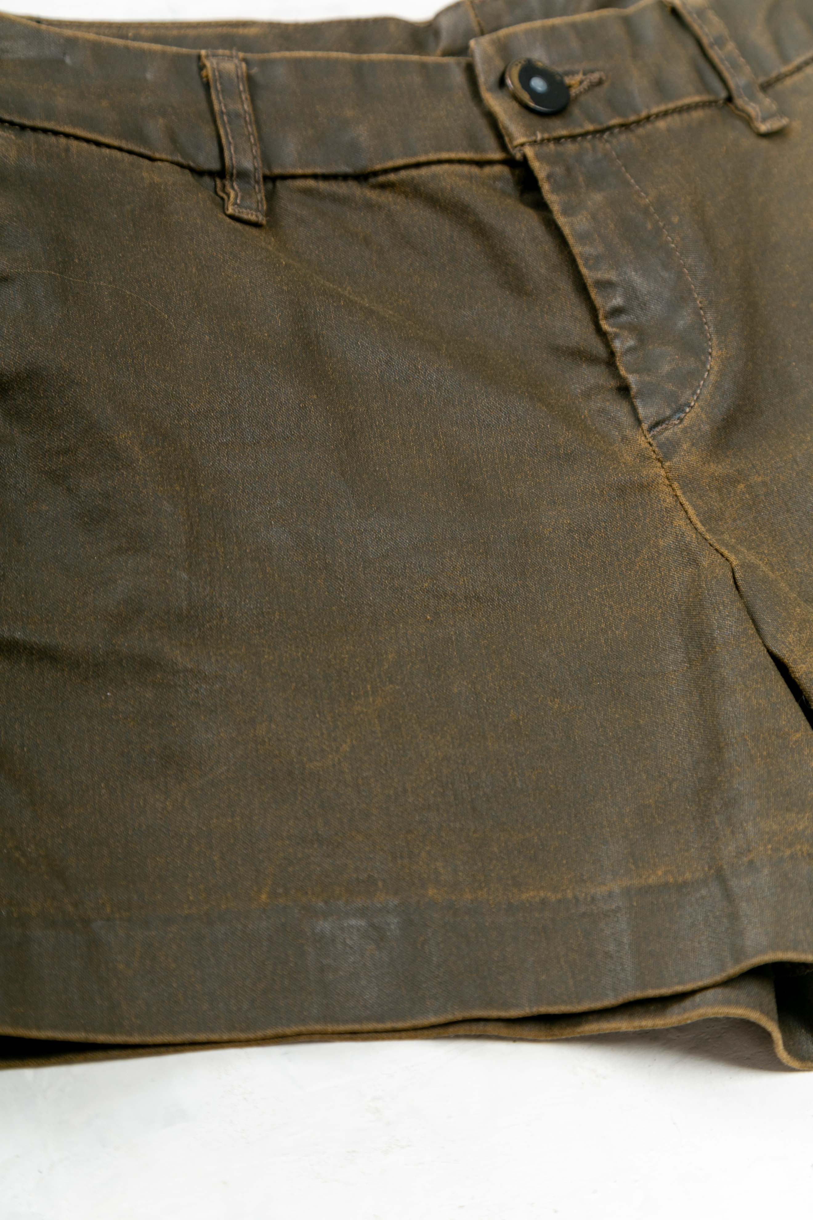 BROWN WAXED SHORTS