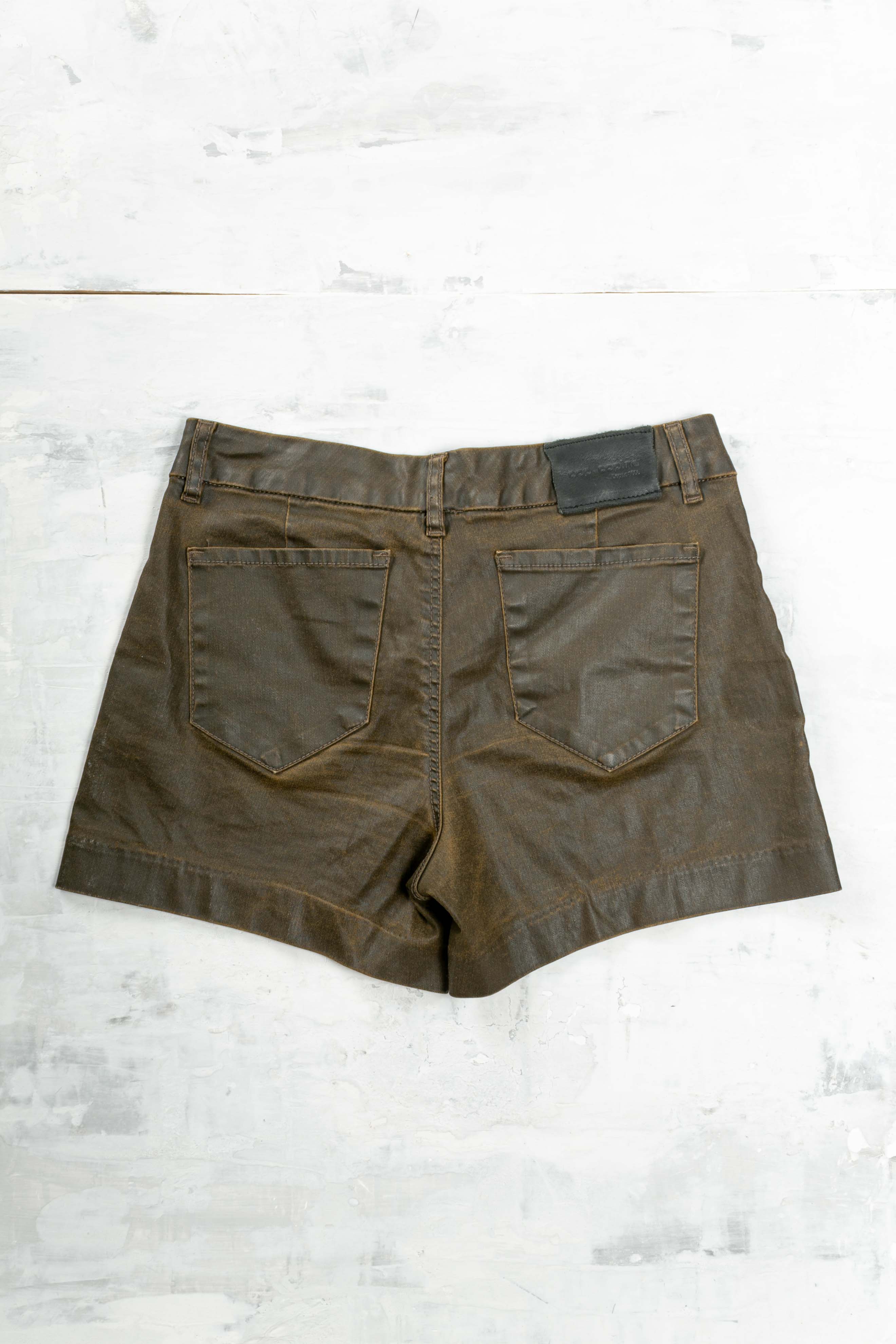 BROWN WAXED SHORTS