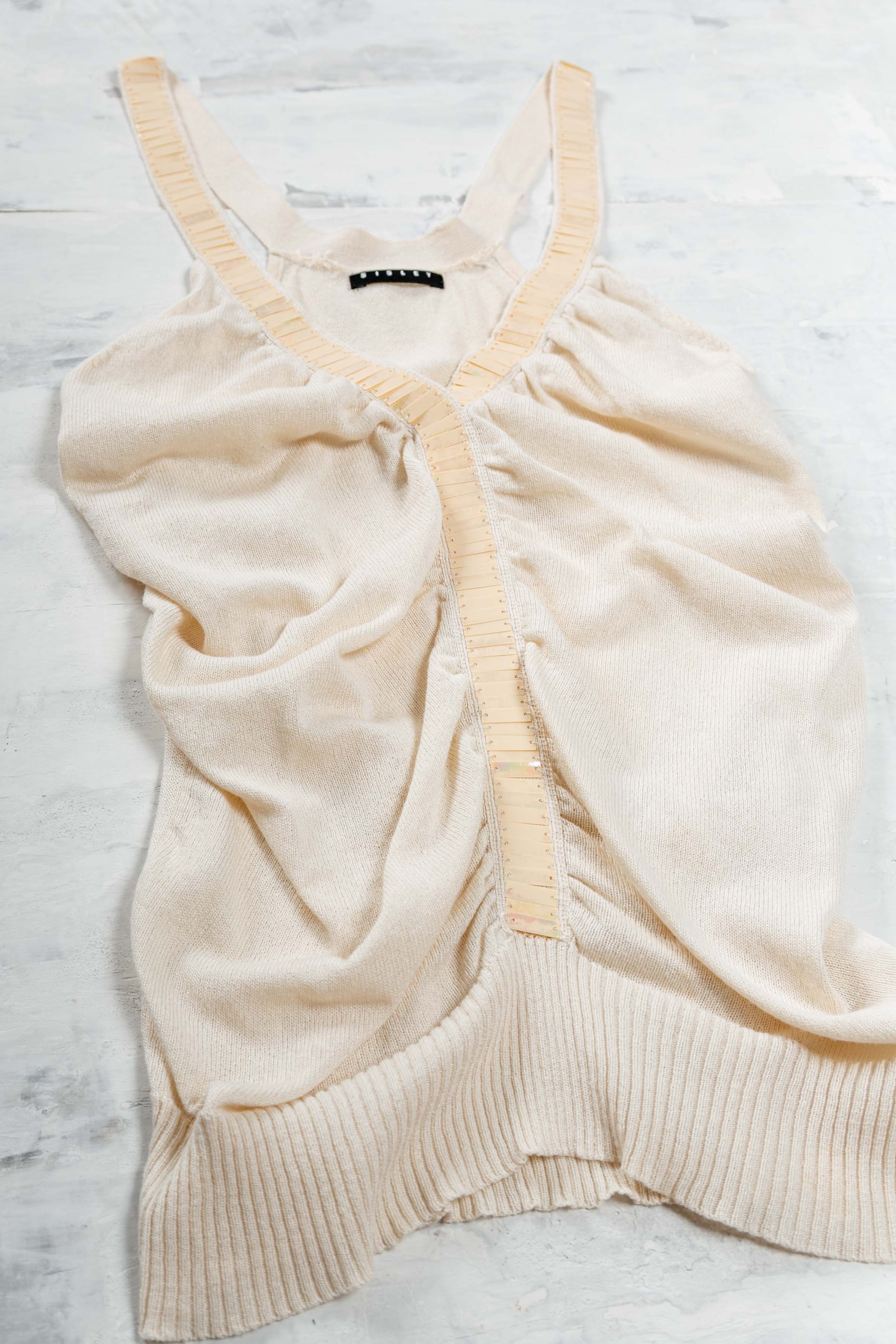 IVORY KNIT SEQUINED TOP