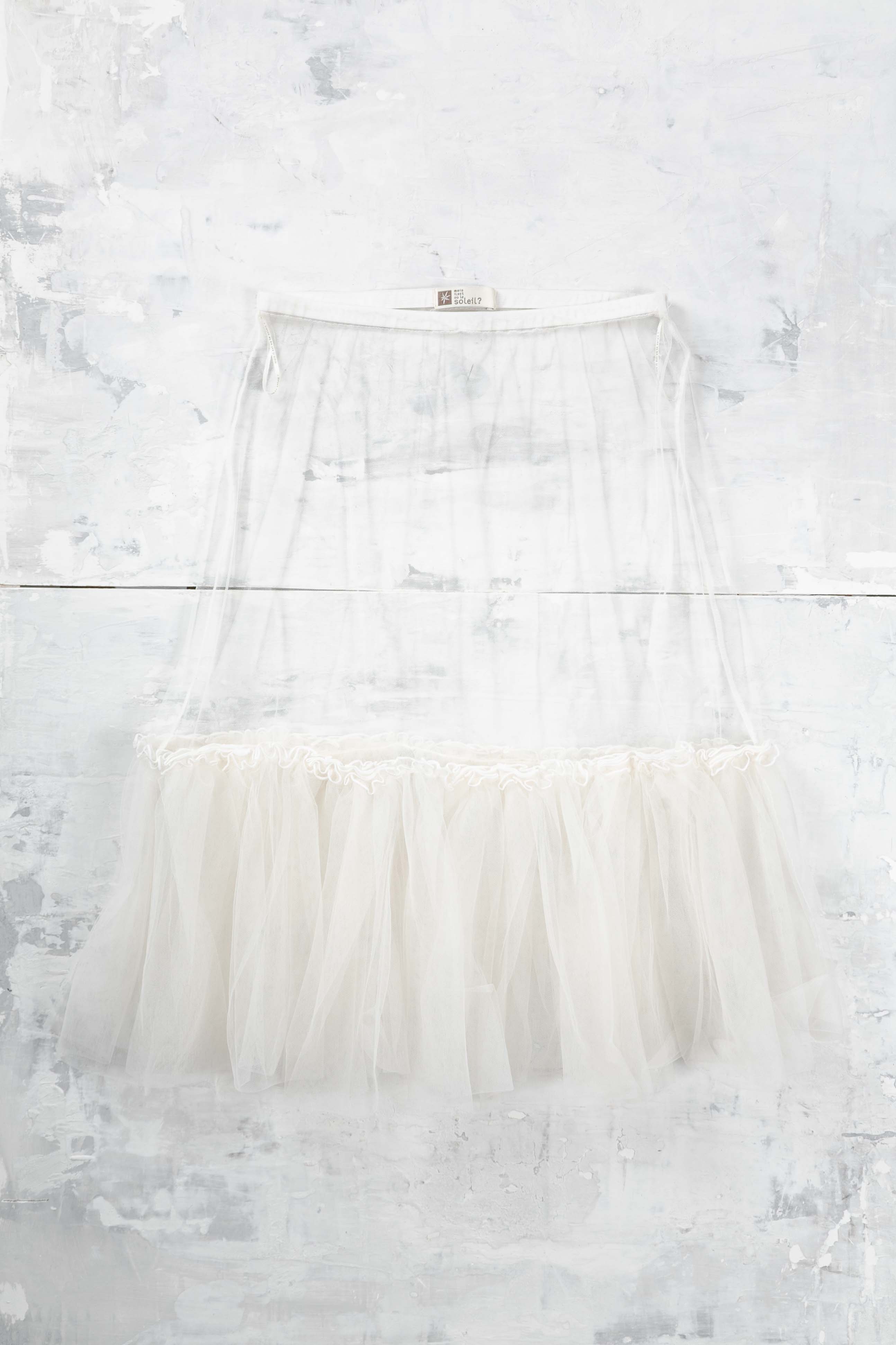 WHITE MESH TULLE SKIRT