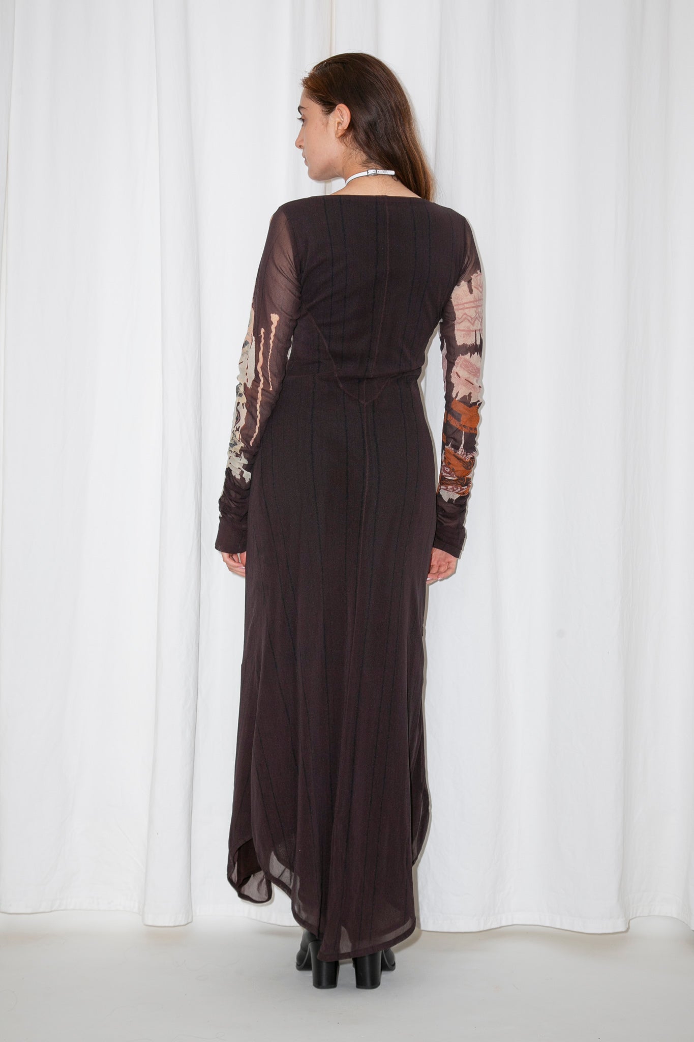 La Gatte Abstract Mesh Maxi Dress