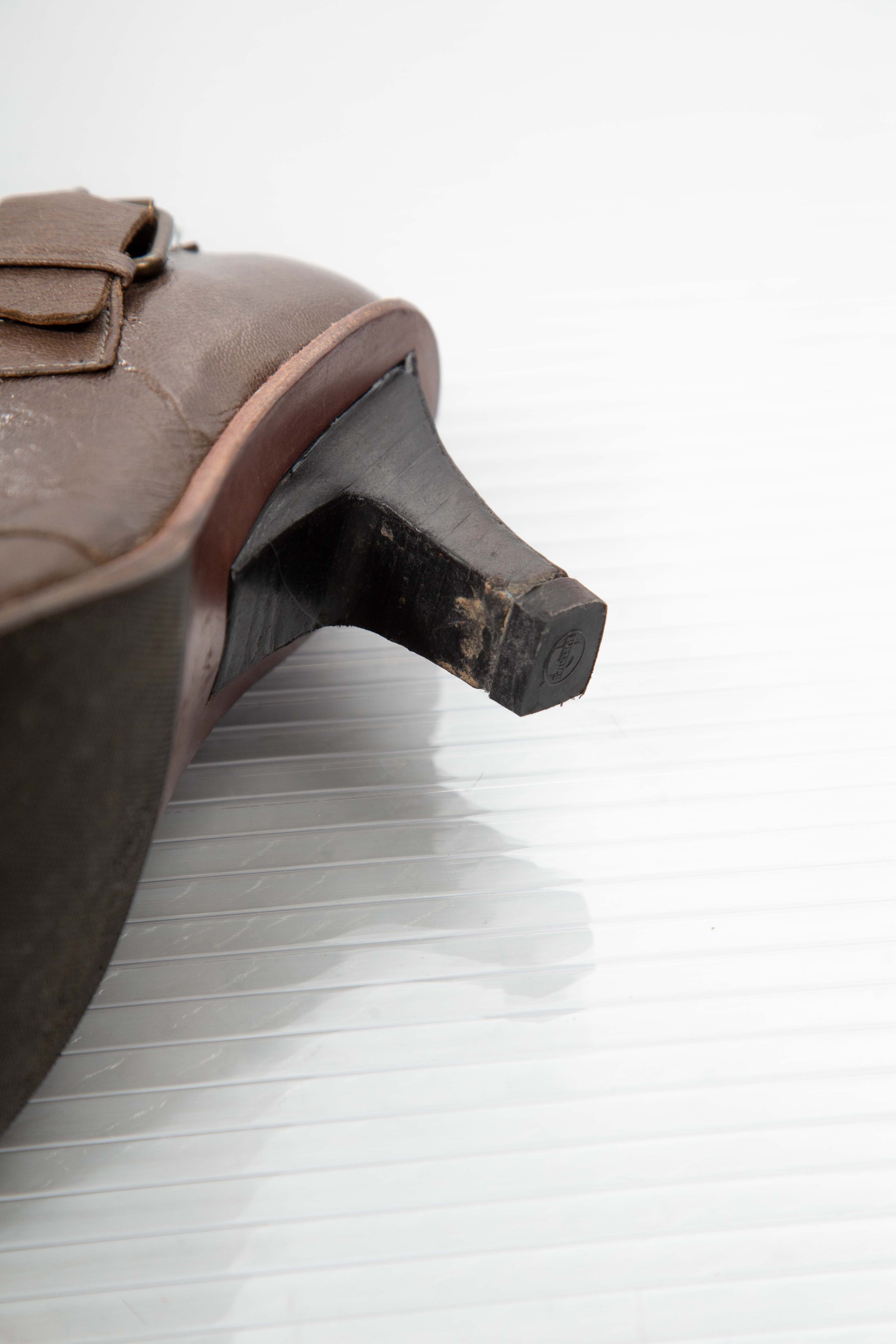 LEATHER BUCKLED ANKLE BOOTS