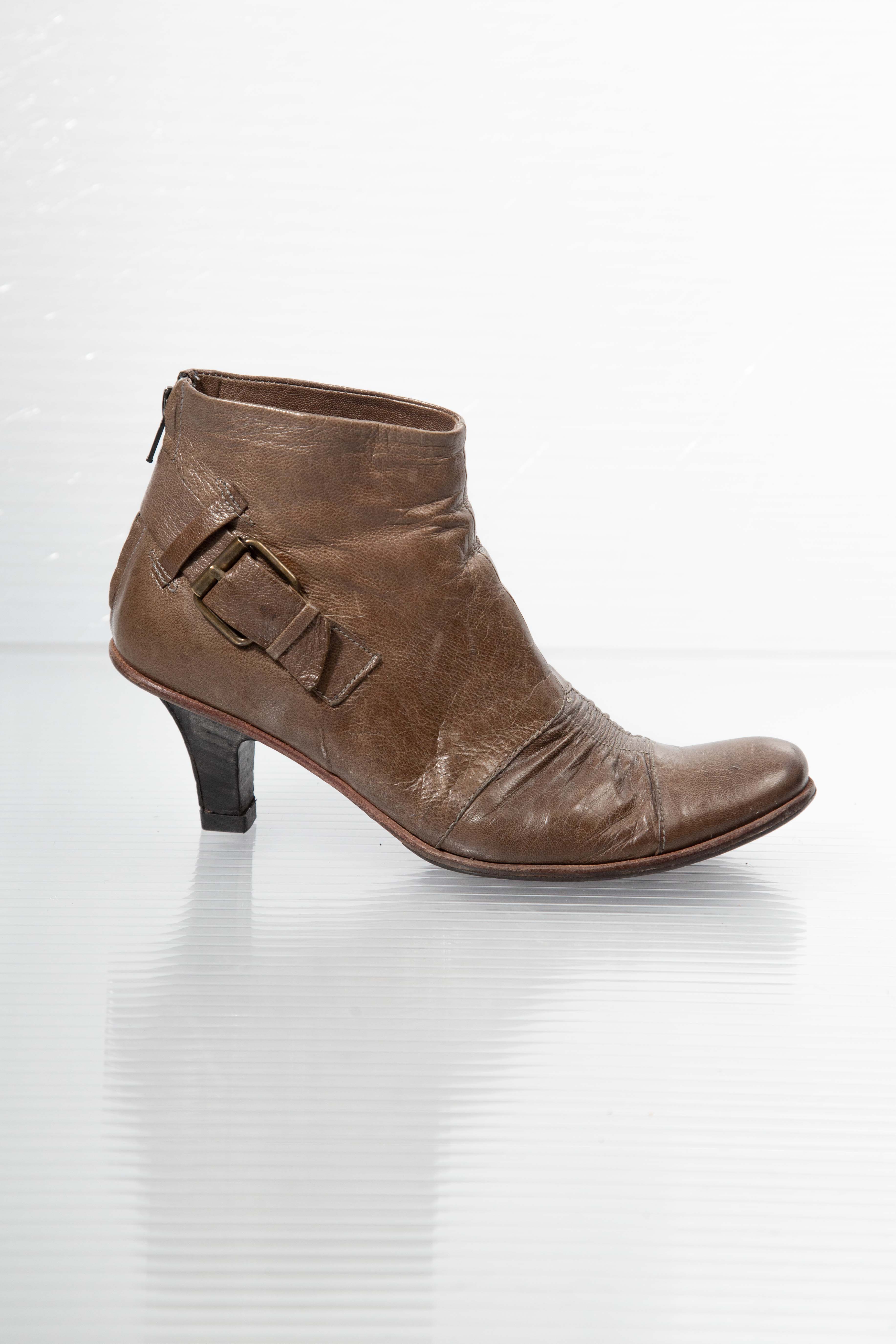 LEATHER BUCKLED ANKLE BOOTS