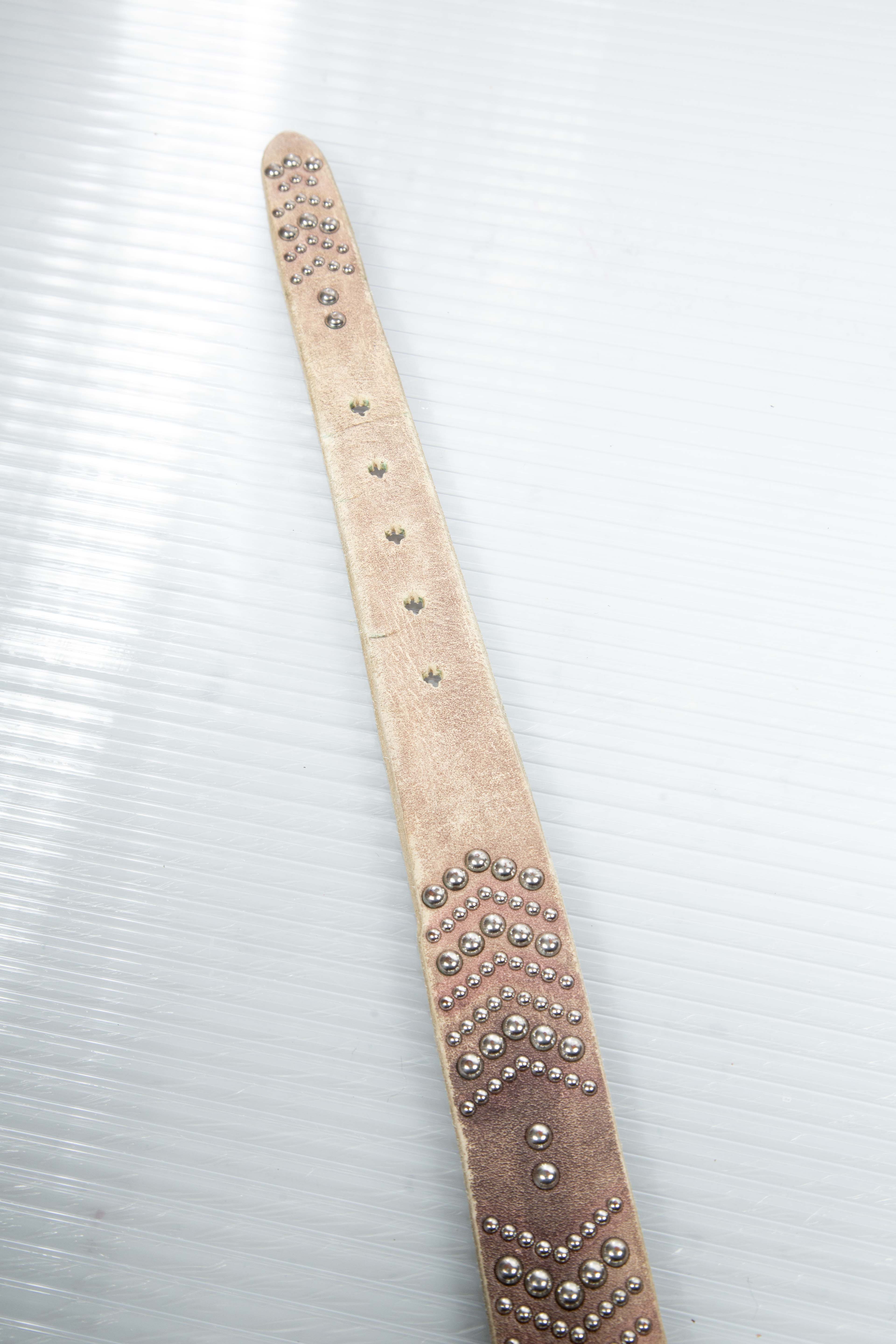 STUDDED WASHED LEATHER BELT