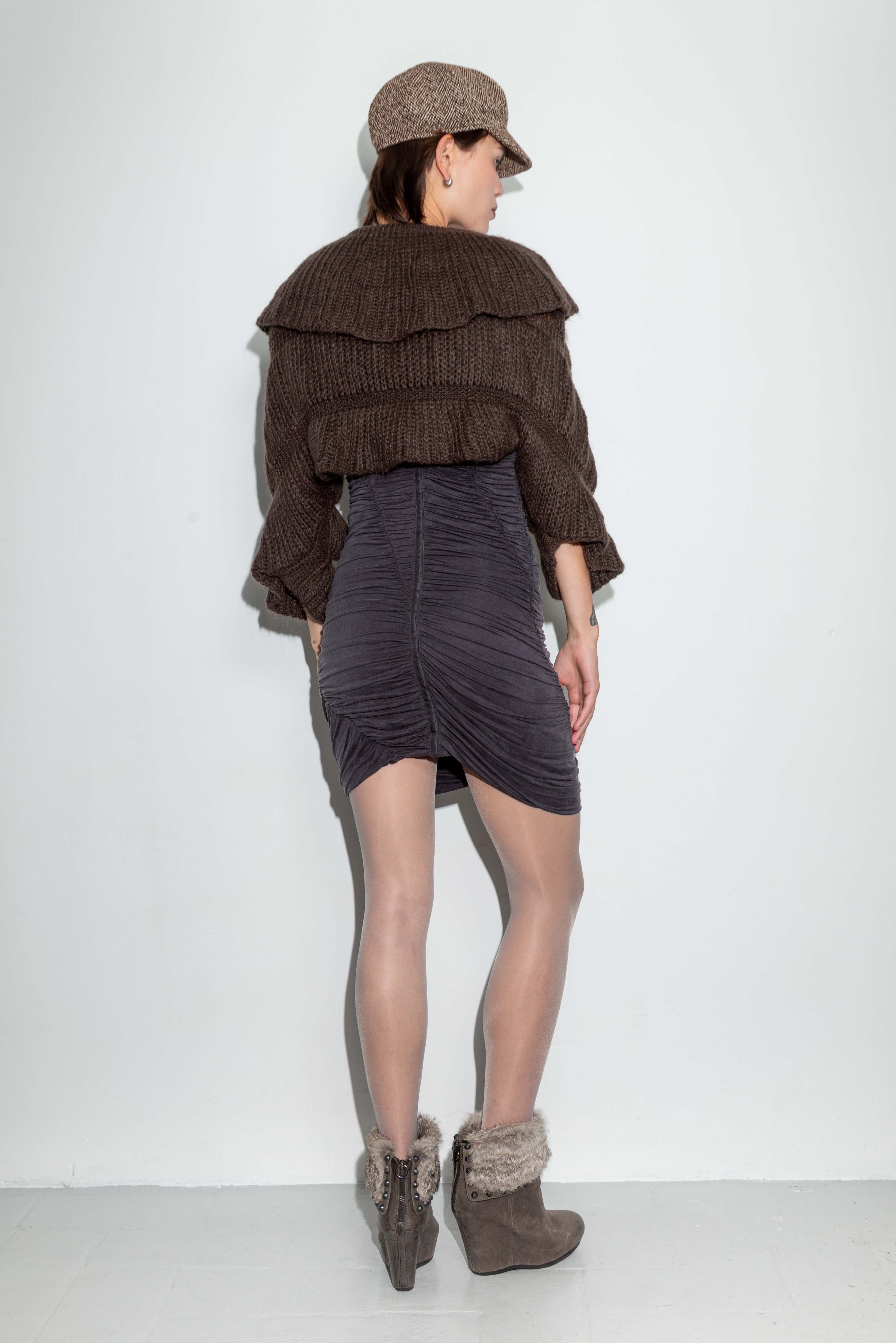 BROWN STRUCTURED KNIT BOLERO