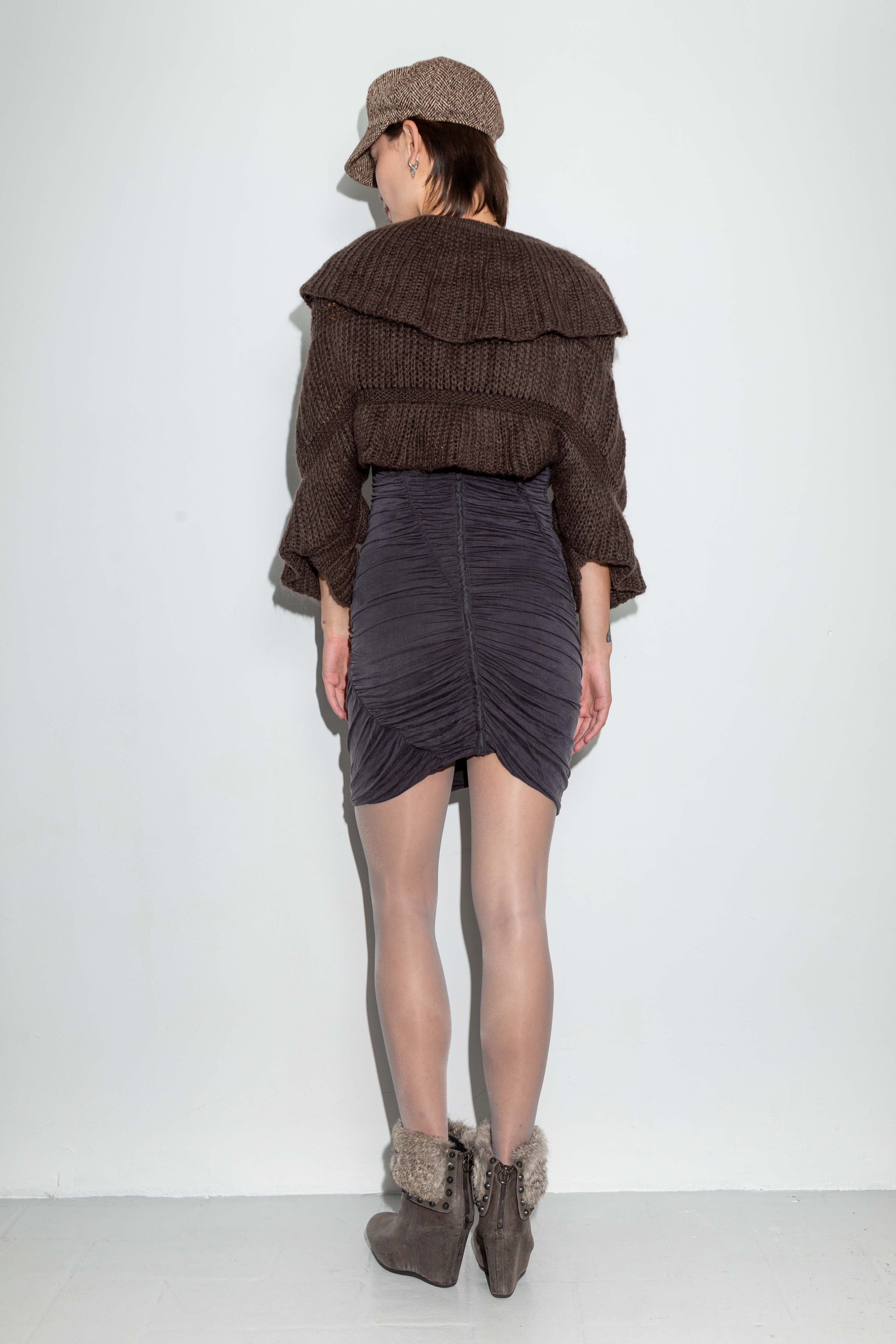 BROWN STRUCTURED KNIT BOLERO