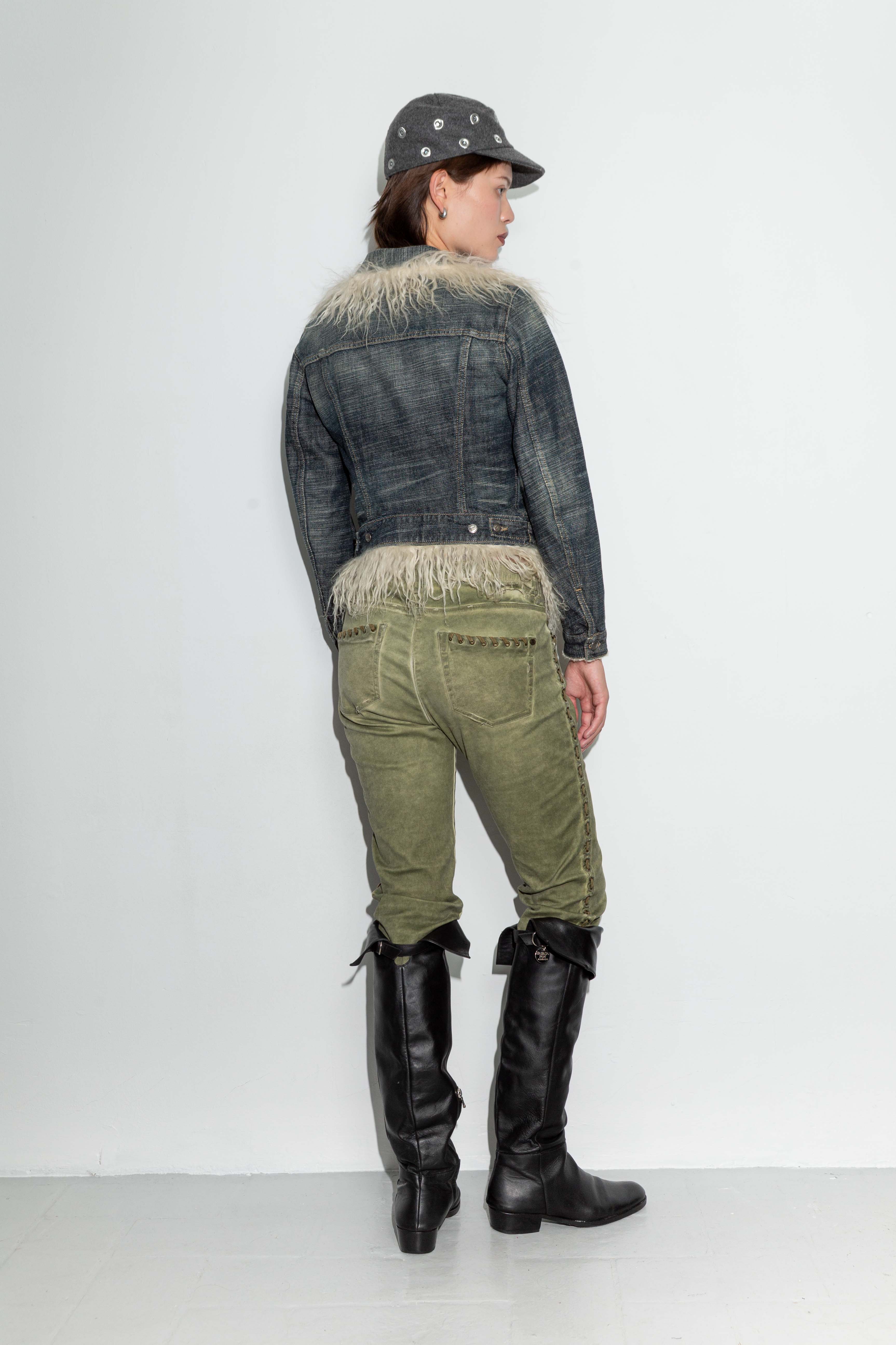 WASHED GREEN LACED PANTS