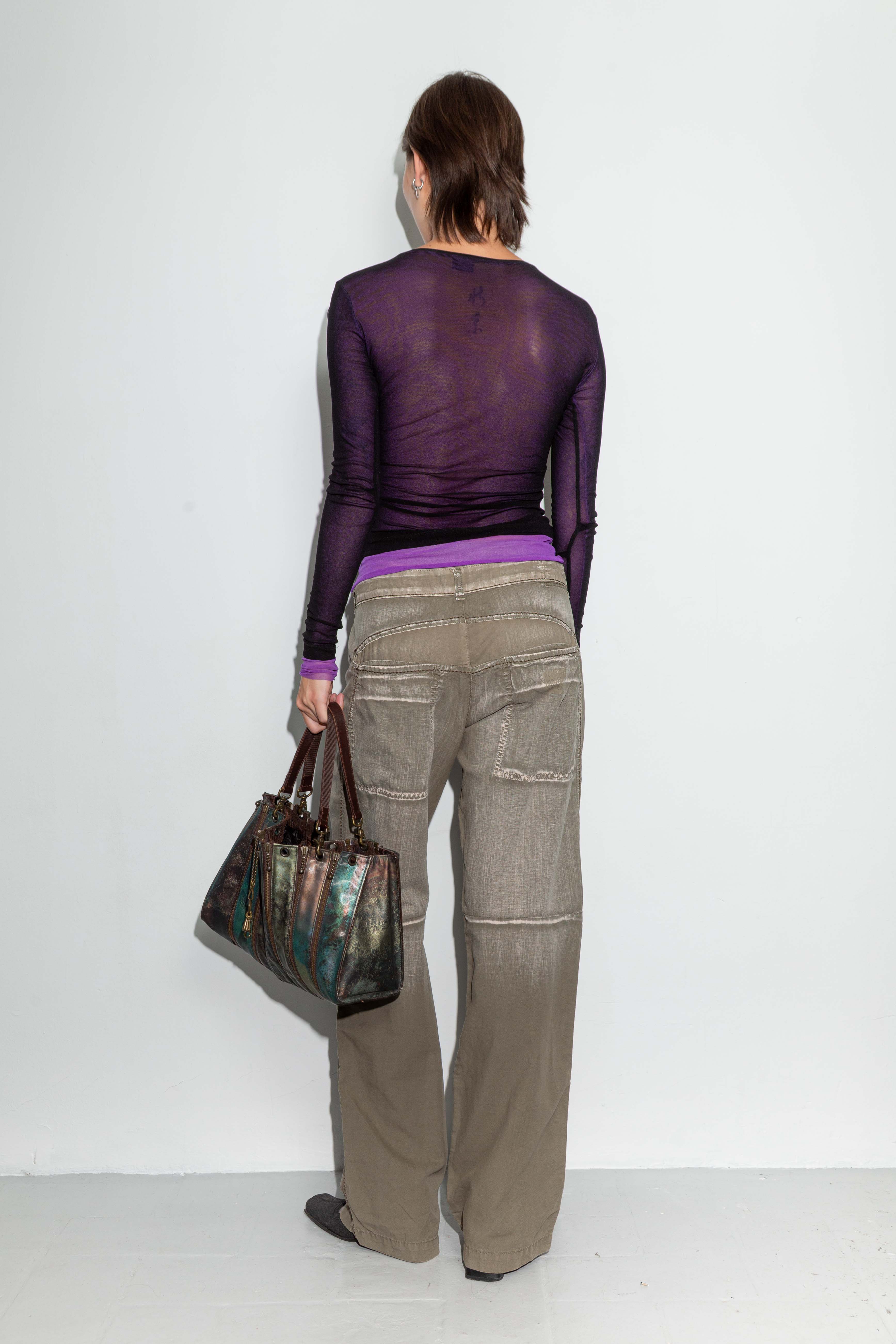 BLACK AND PURPLE MESH TOP