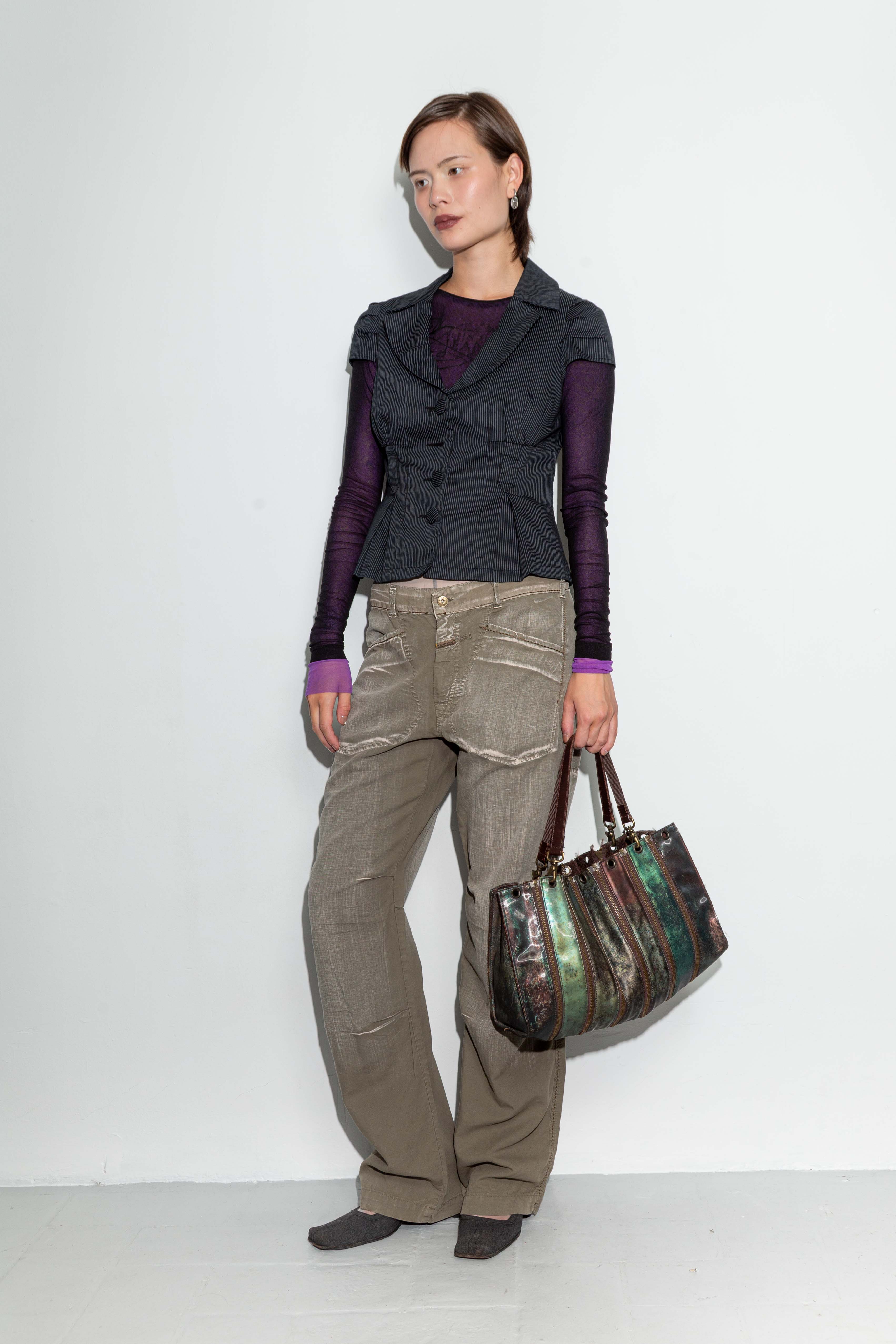 2000s GREEN WASHED WIDE PANTS