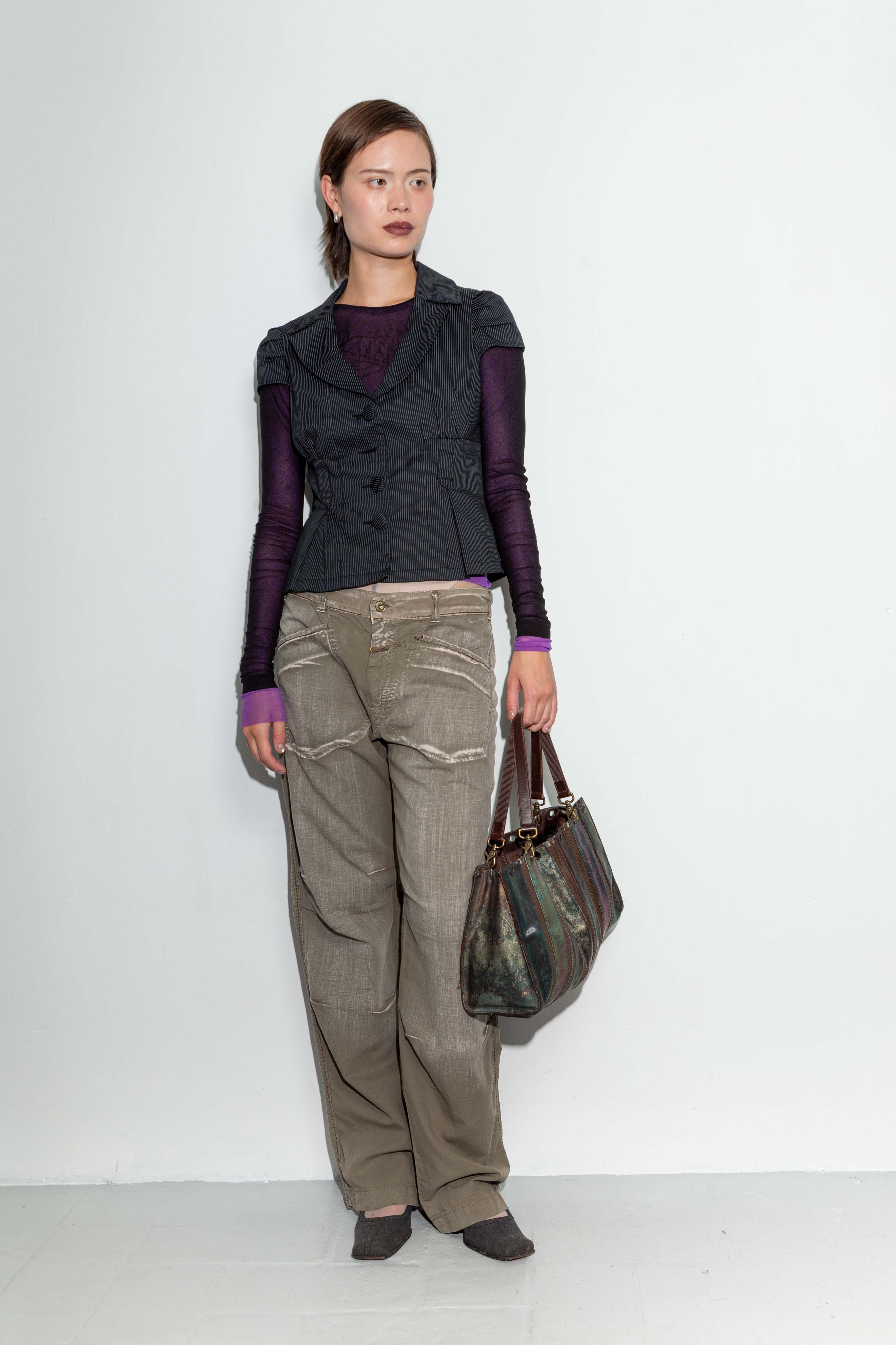 2000s GREEN WASHED WIDE PANTS