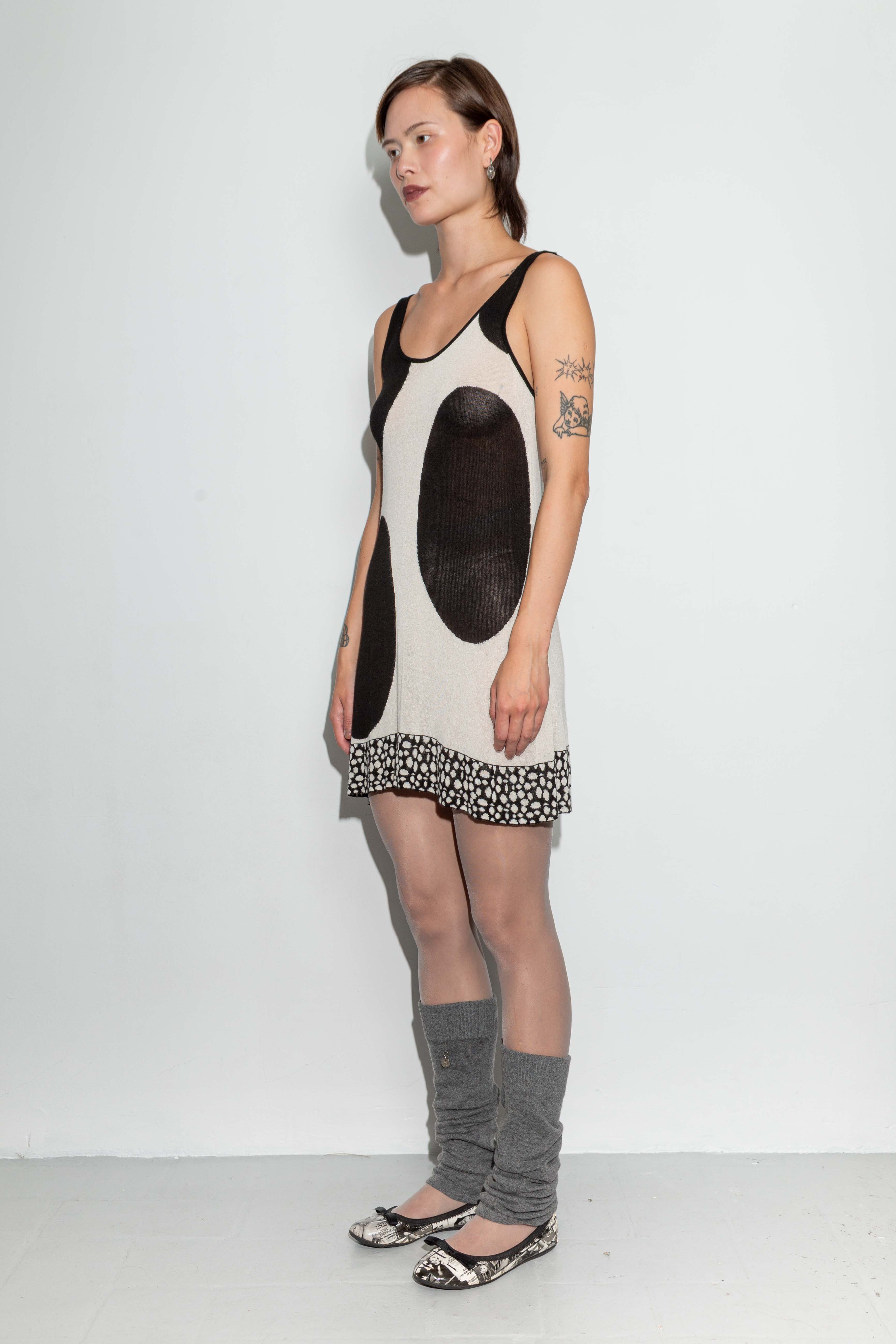 DOTS PRINTED KNIT MINI DRESS