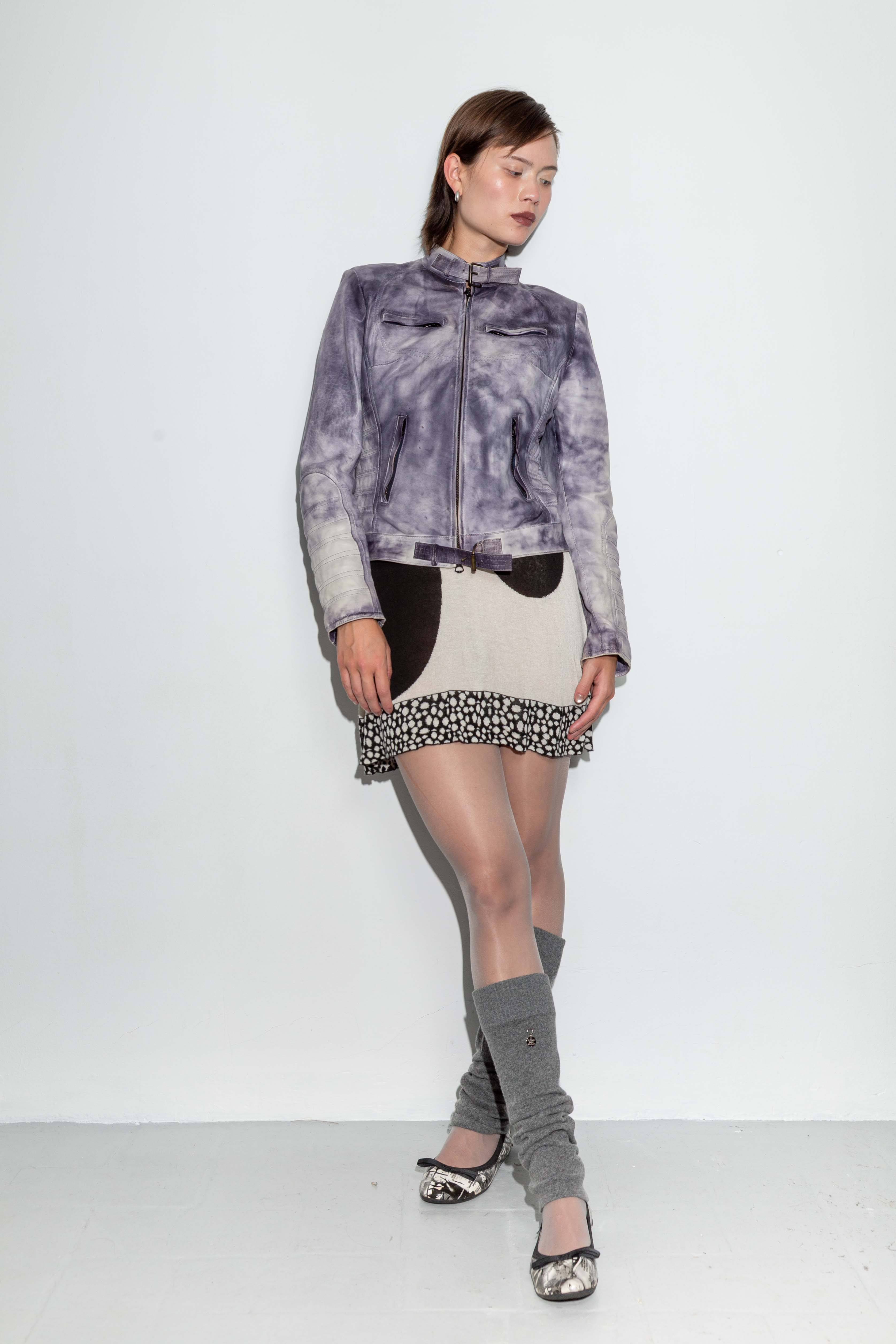 PURPLE WASHED LEATHER JACKET