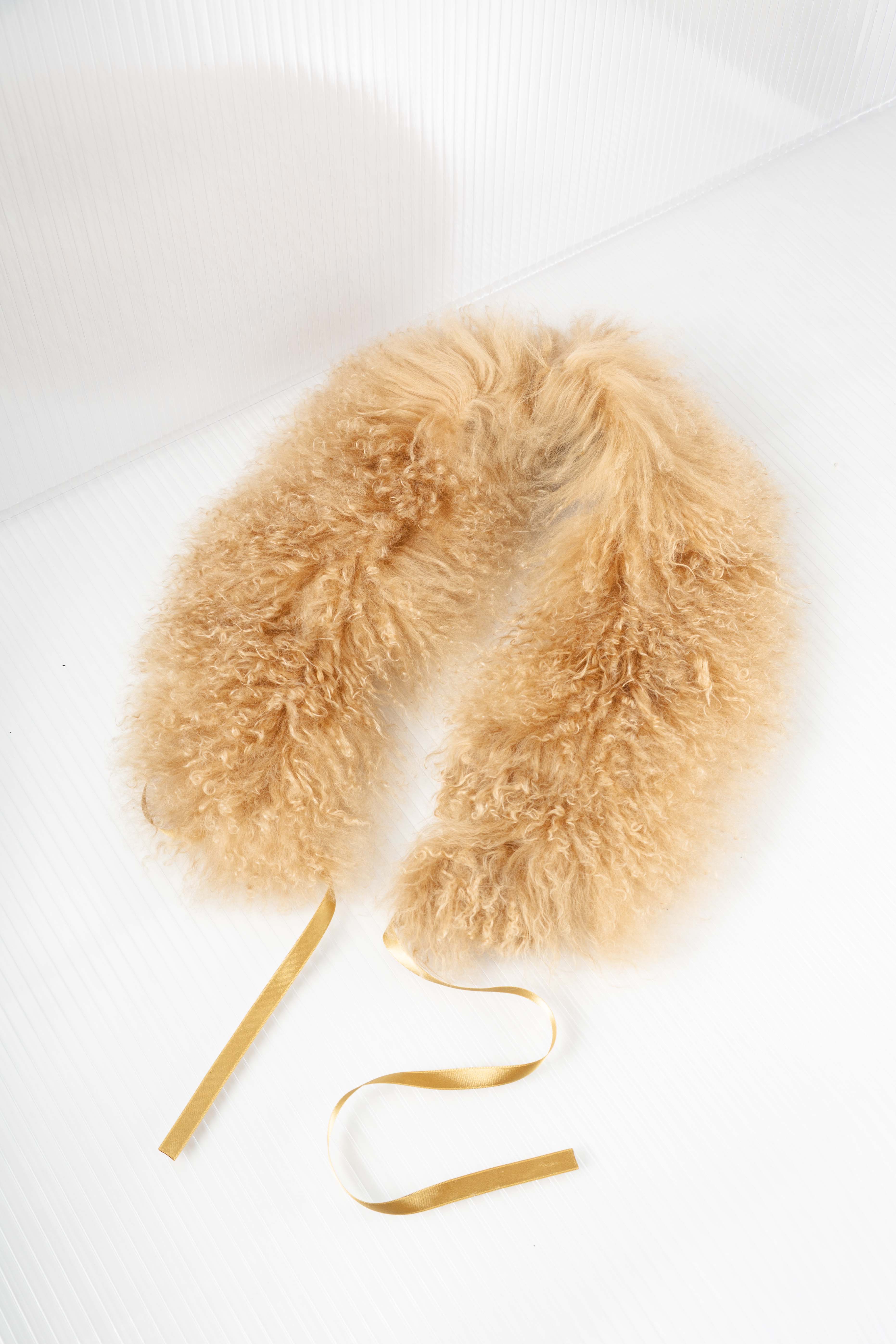 YELLOW ALPACA SHEARLING SCARF