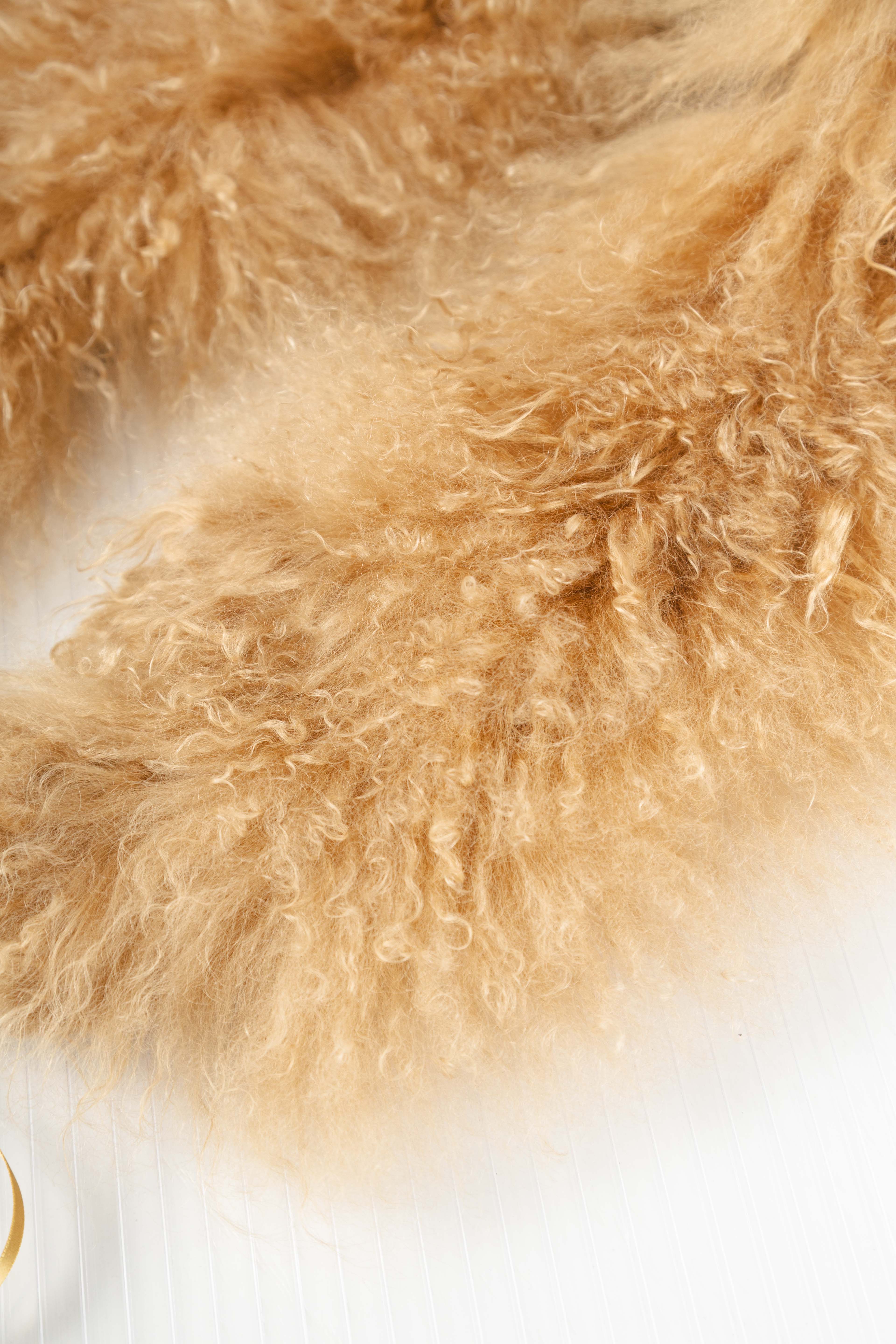 YELLOW ALPACA SHEARLING SCARF