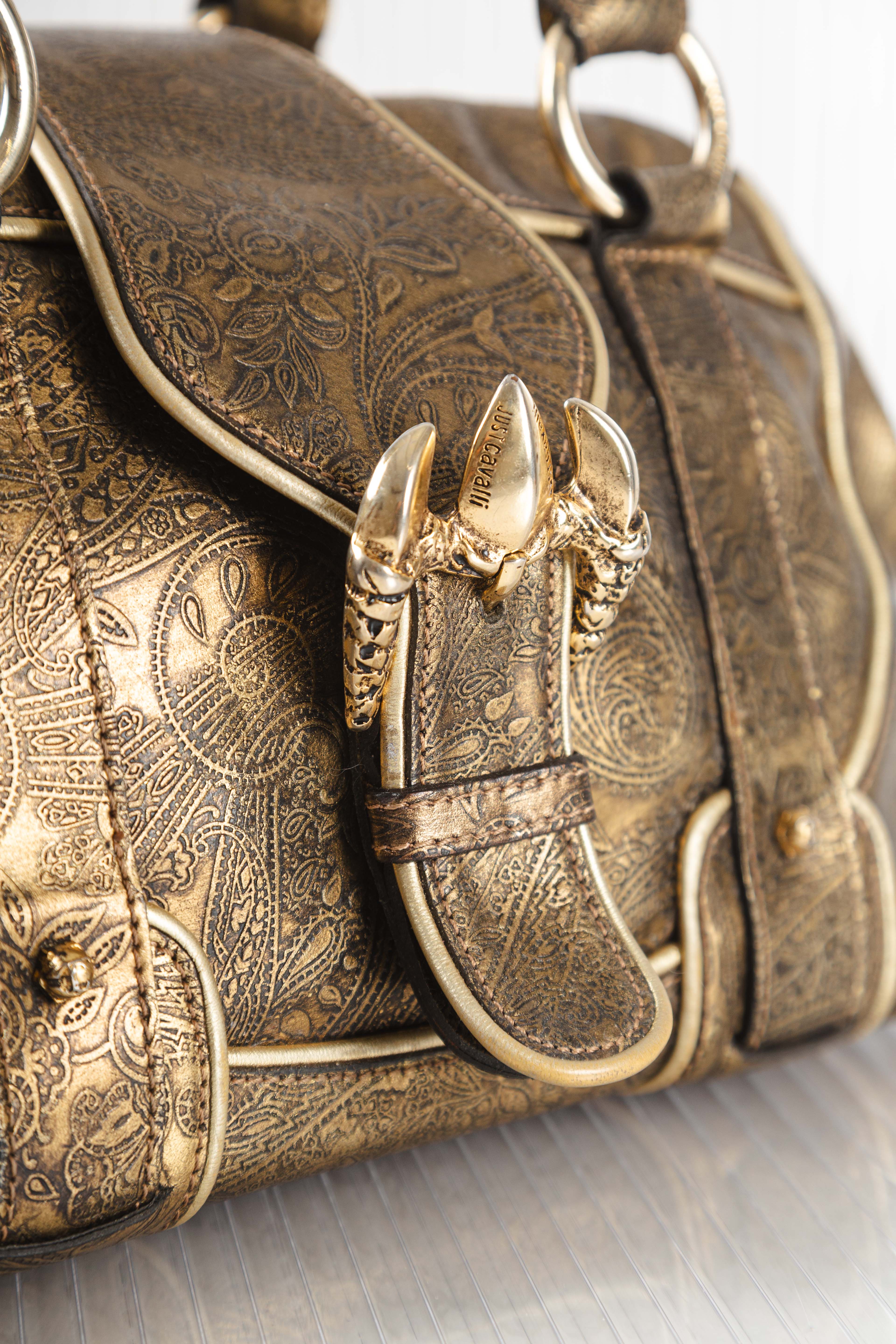 FW2007 GOLD PATTERNED LEATHER BUCKLE BAG