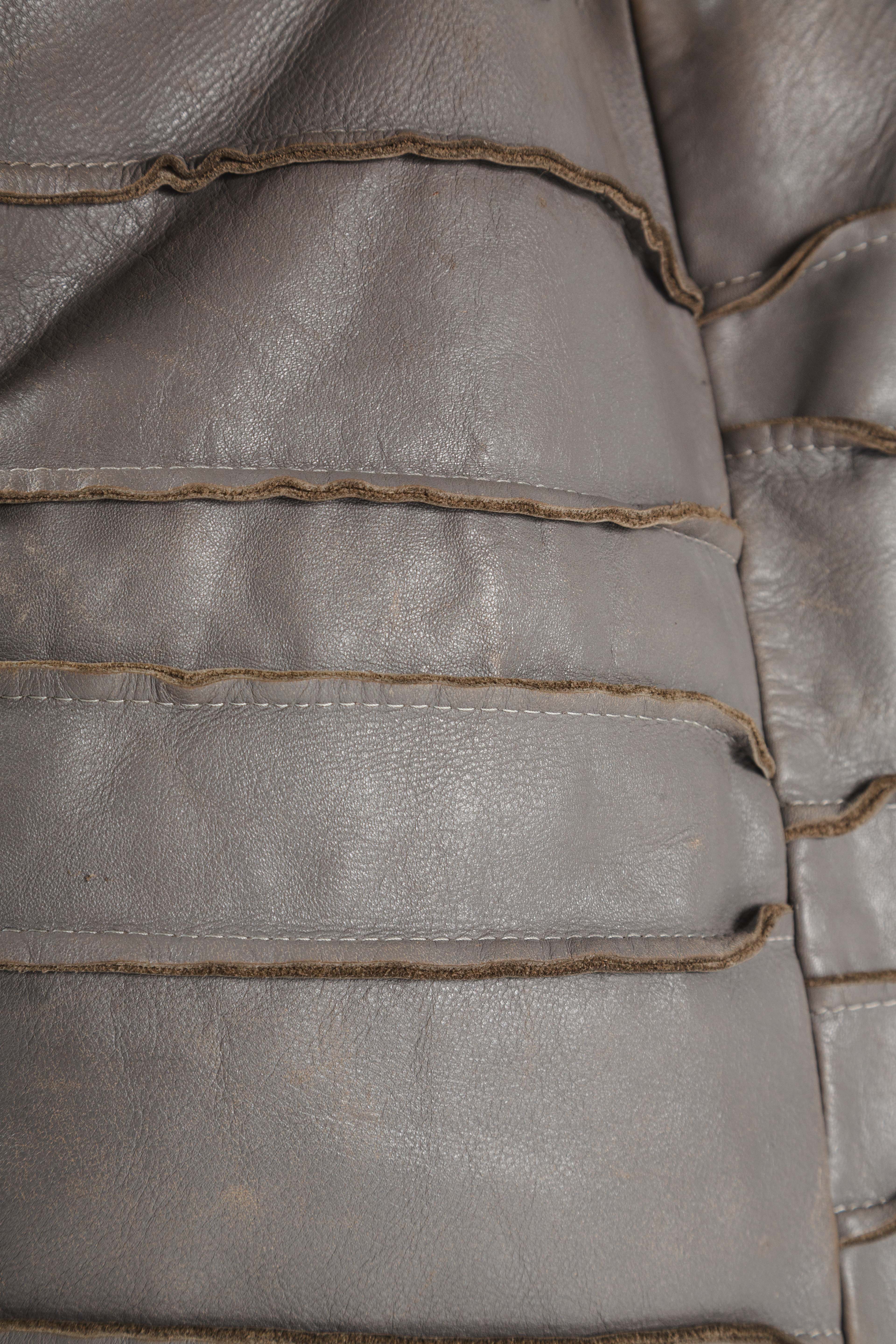 GREY DISTRESSED PATCHED LEATHER TOTEBAG