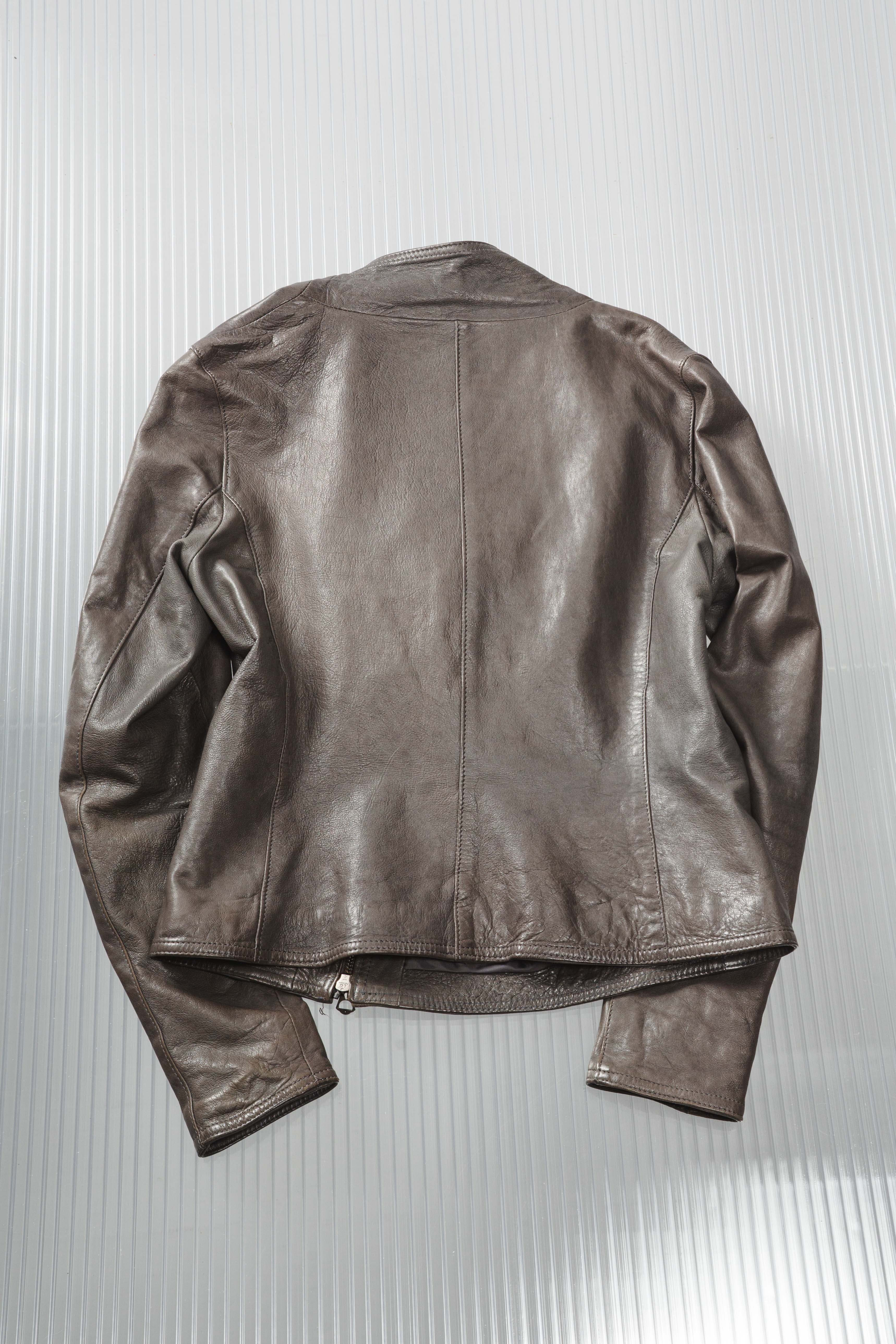 DARK GREY ASYMMETRIC DRAIPED LEATHER JACKET