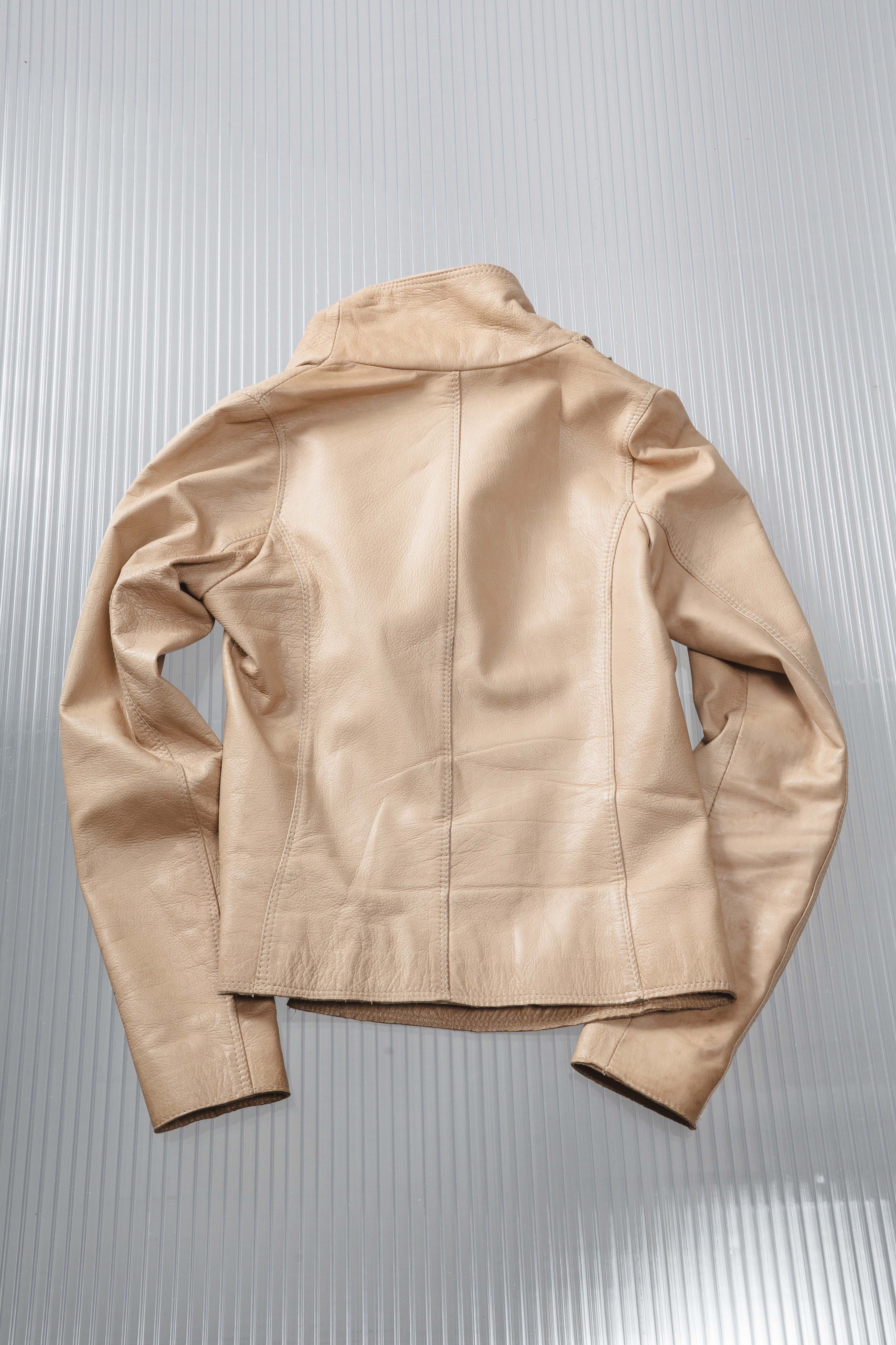 NUDE ASYMMETRIC DRAIPED LEATHER JACKET