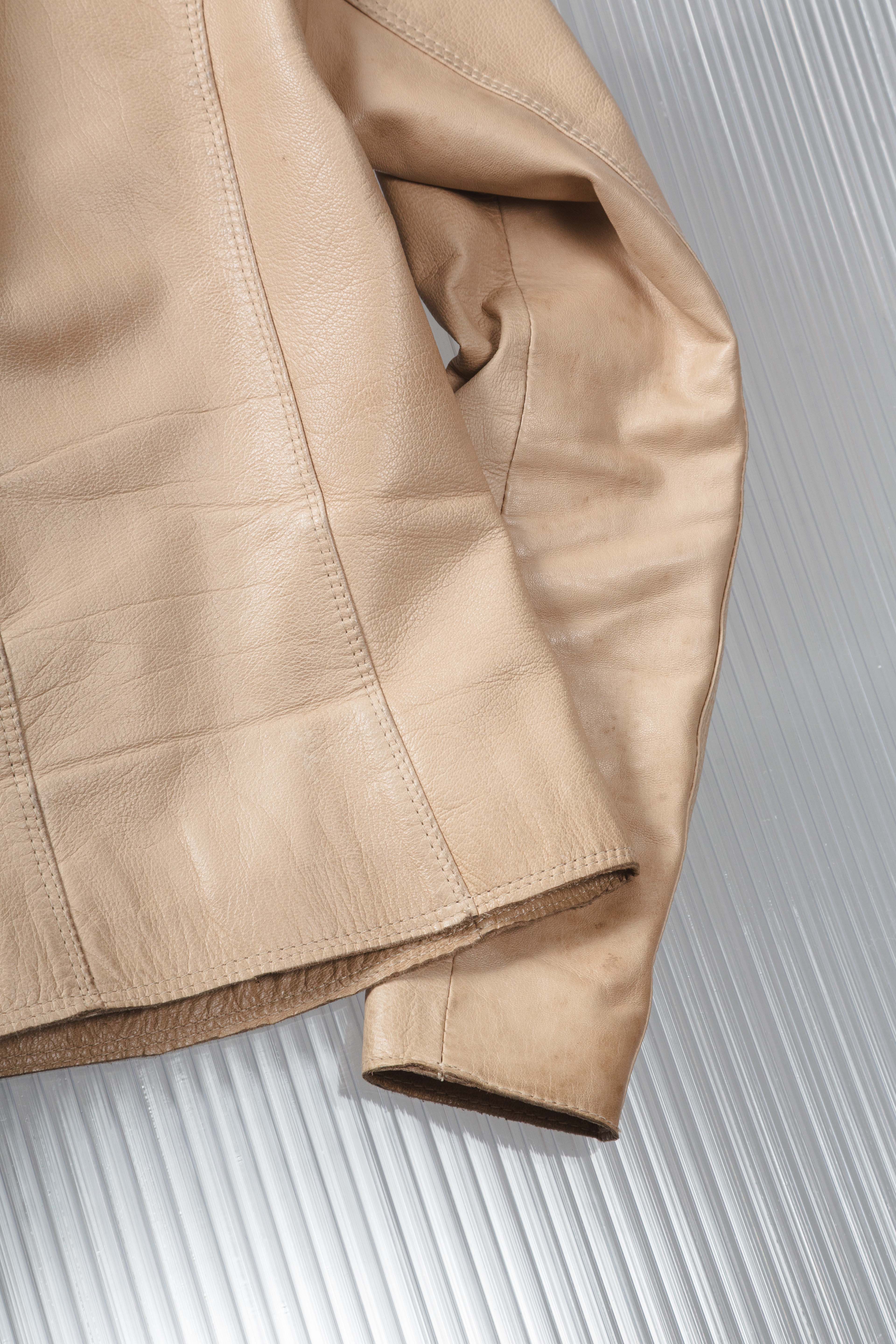 NUDE ASYMMETRIC DRAIPED LEATHER JACKET