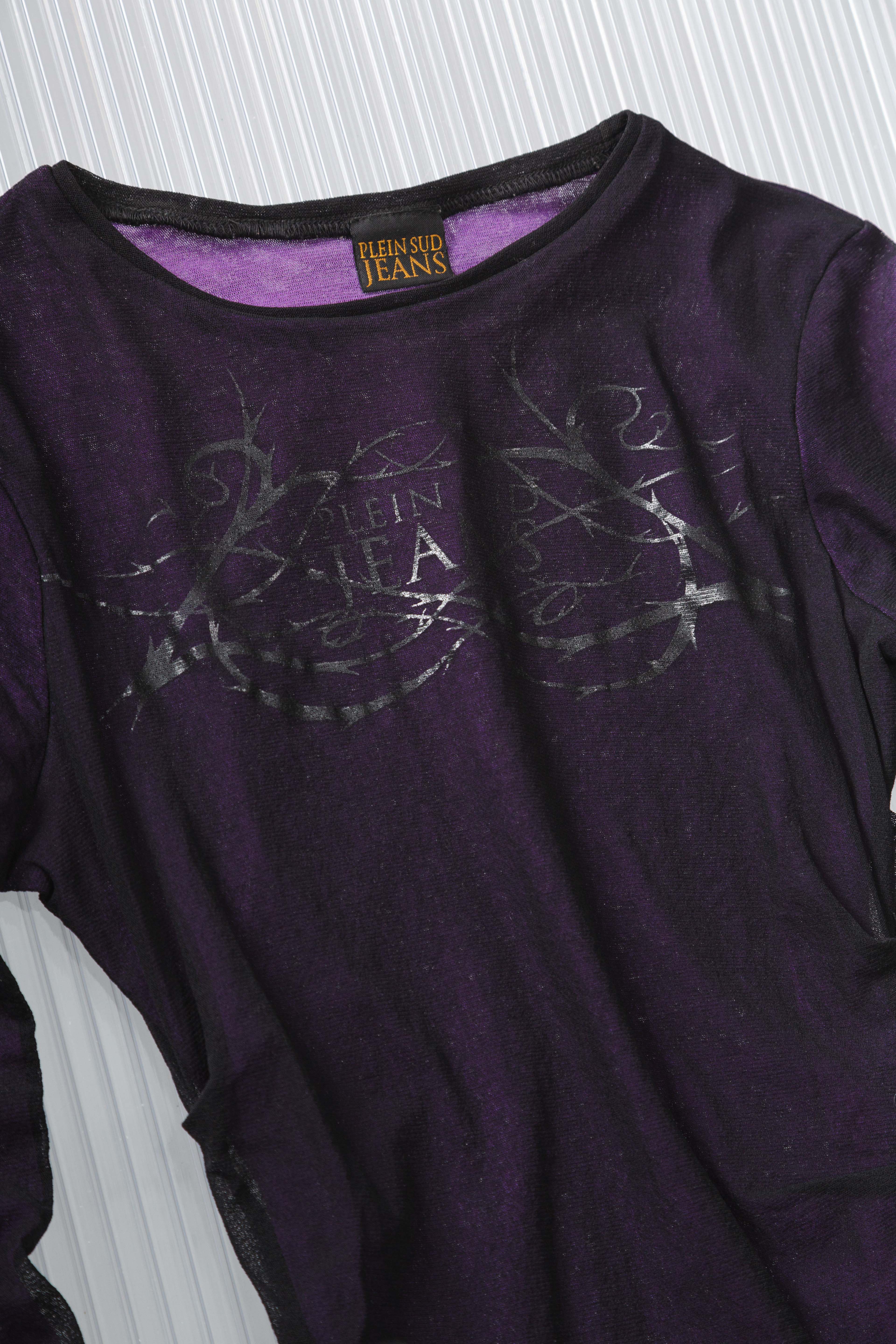 BLACK AND PURPLE MESH TOP