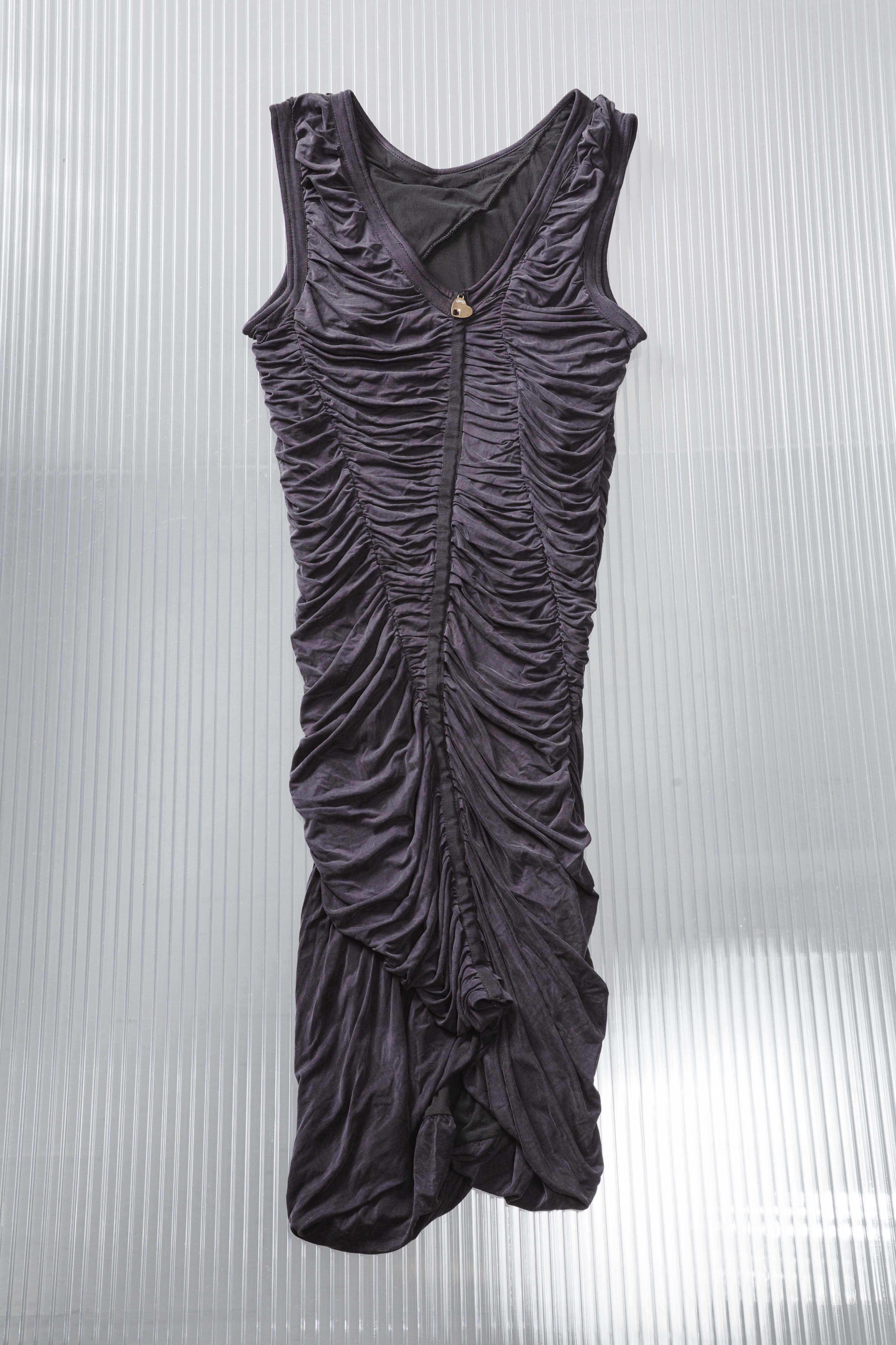 RUCHED GREY SCULPTURAL DRESS