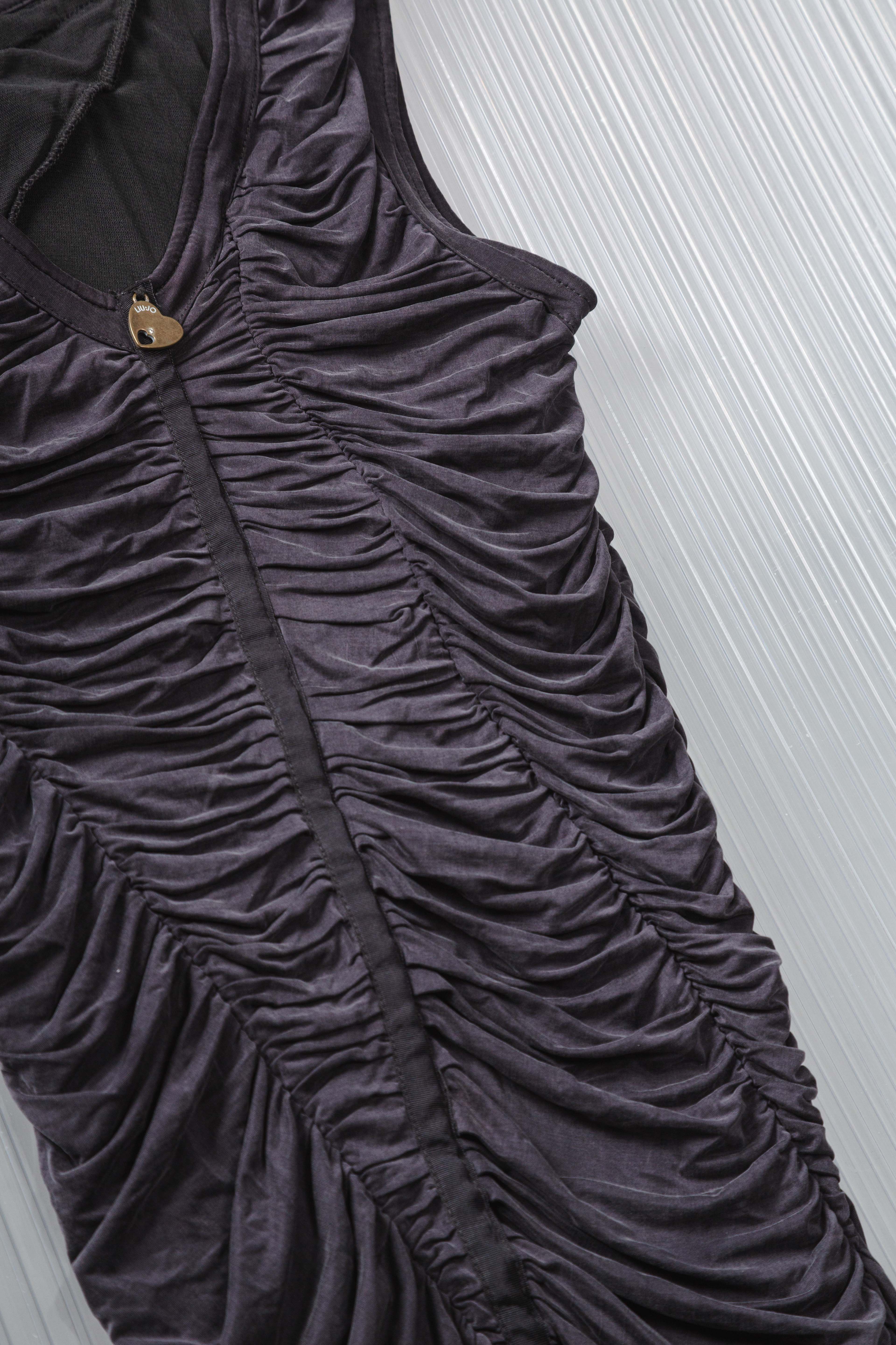 RUCHED GREY SCULPTURAL DRESS