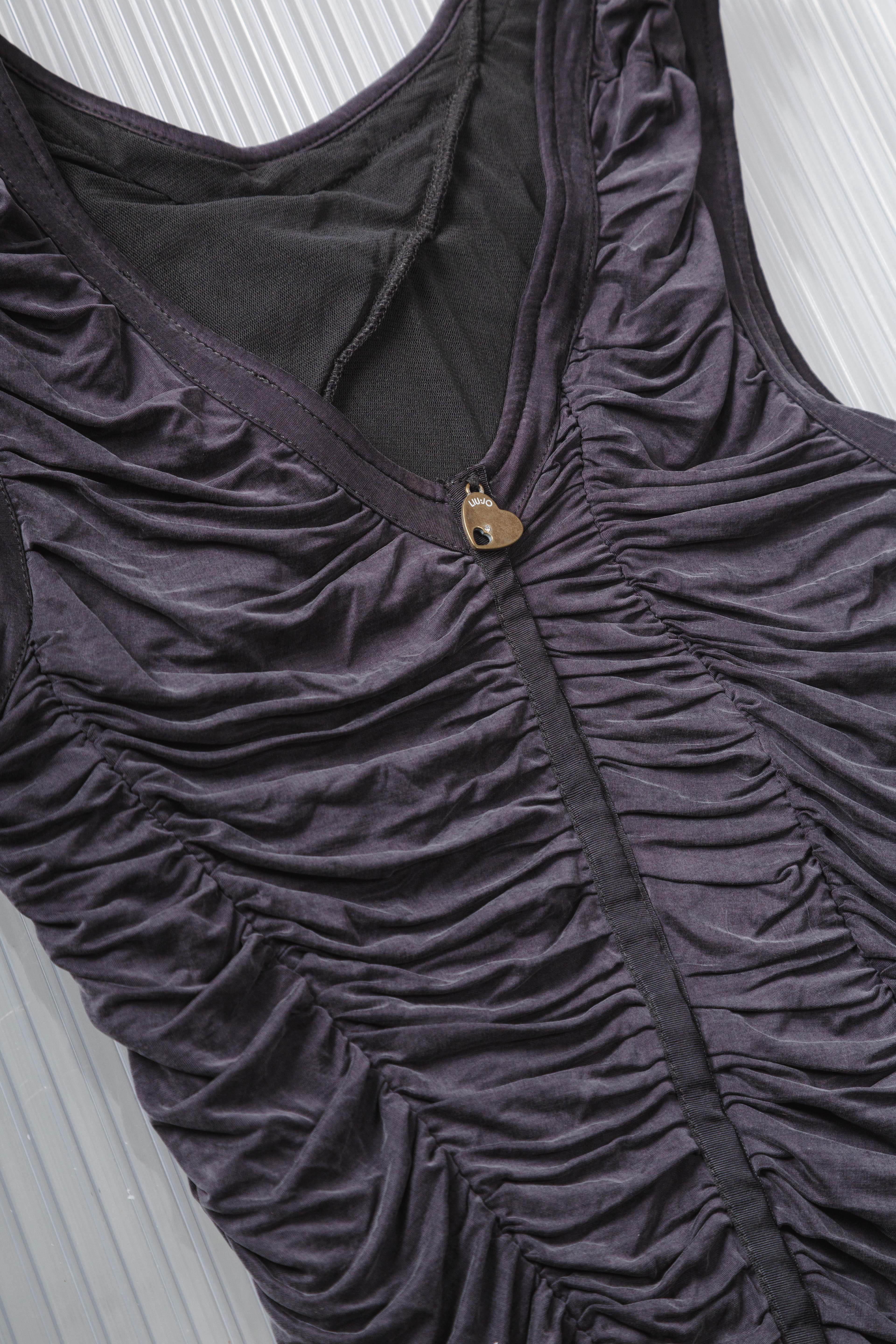 RUCHED GREY SCULPTURAL DRESS