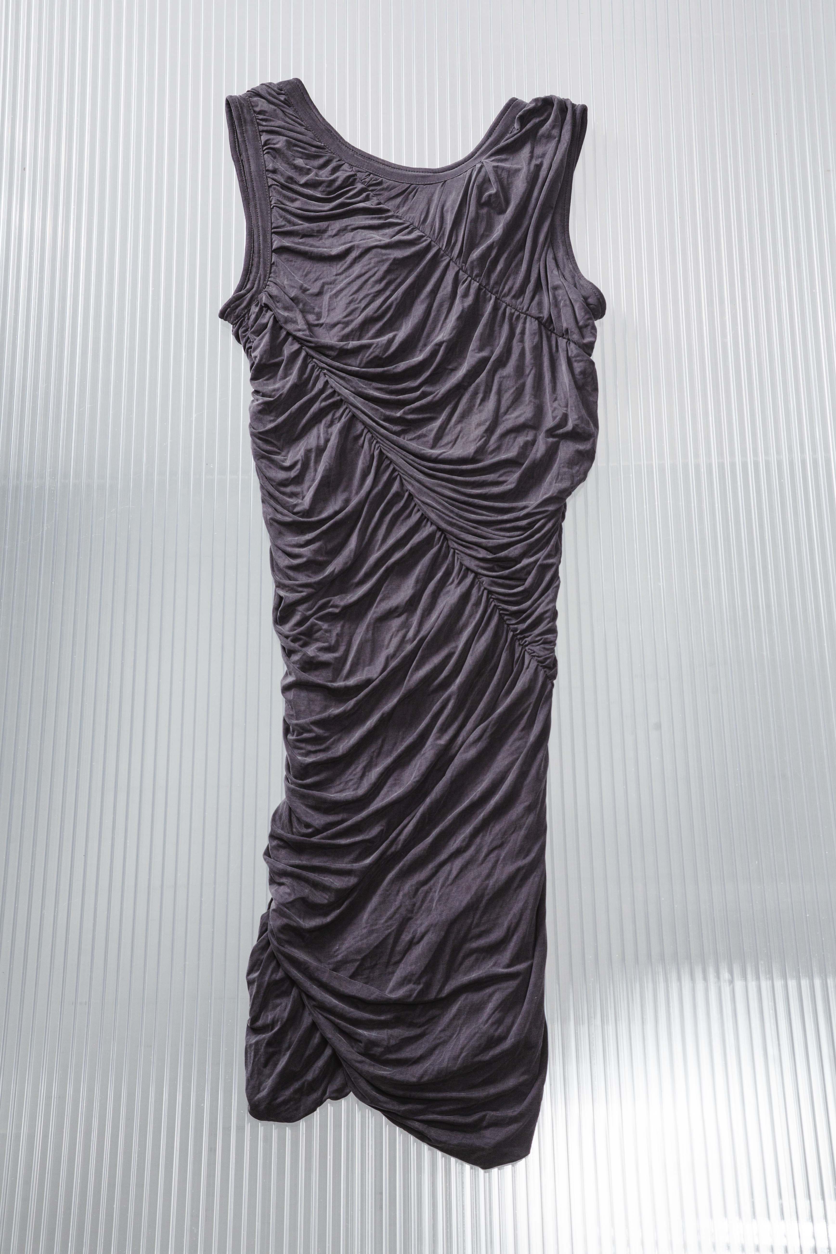 RUCHED GREY SCULPTURAL DRESS