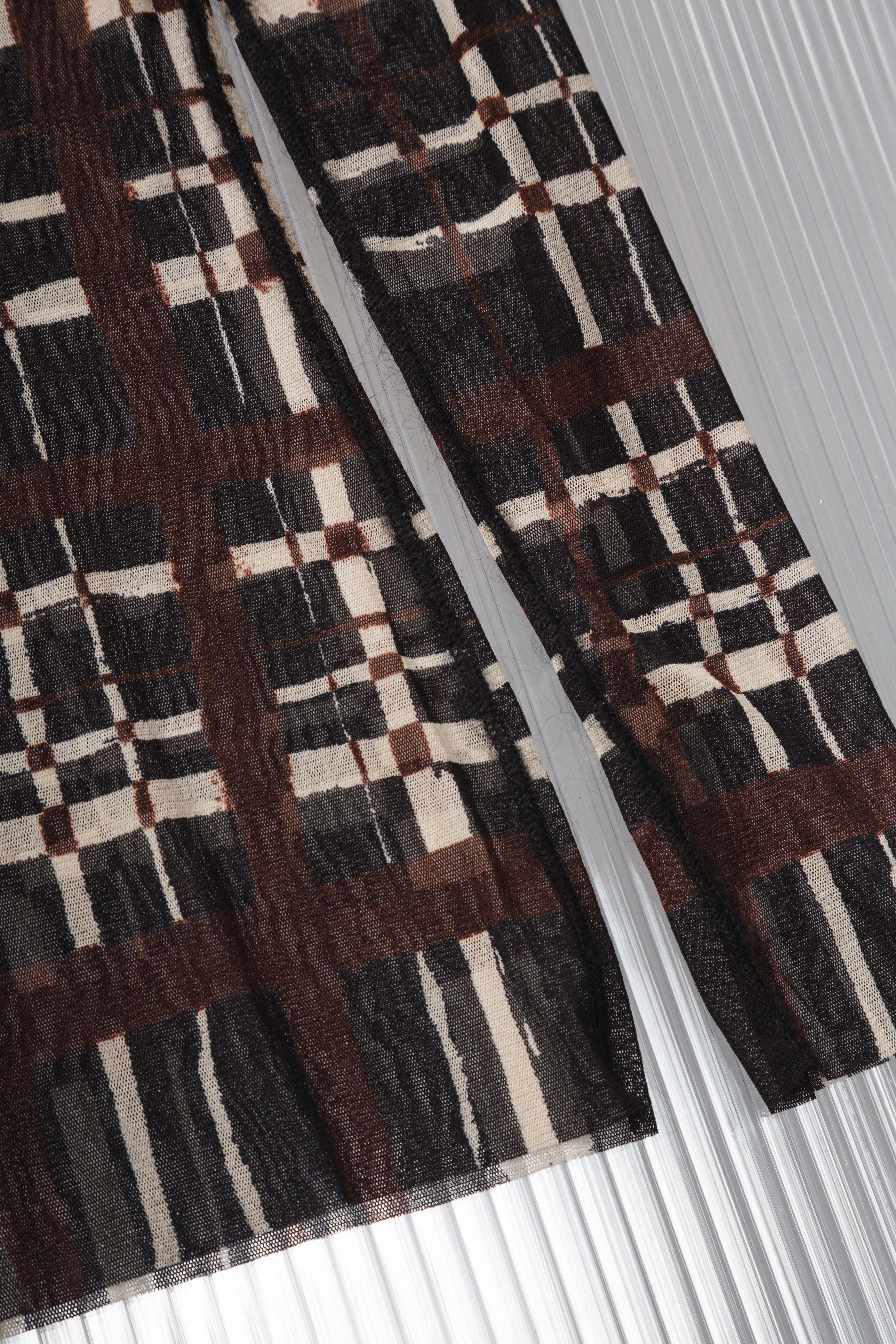 FW2001 CHECK MESH LONG SLEEVED TOP