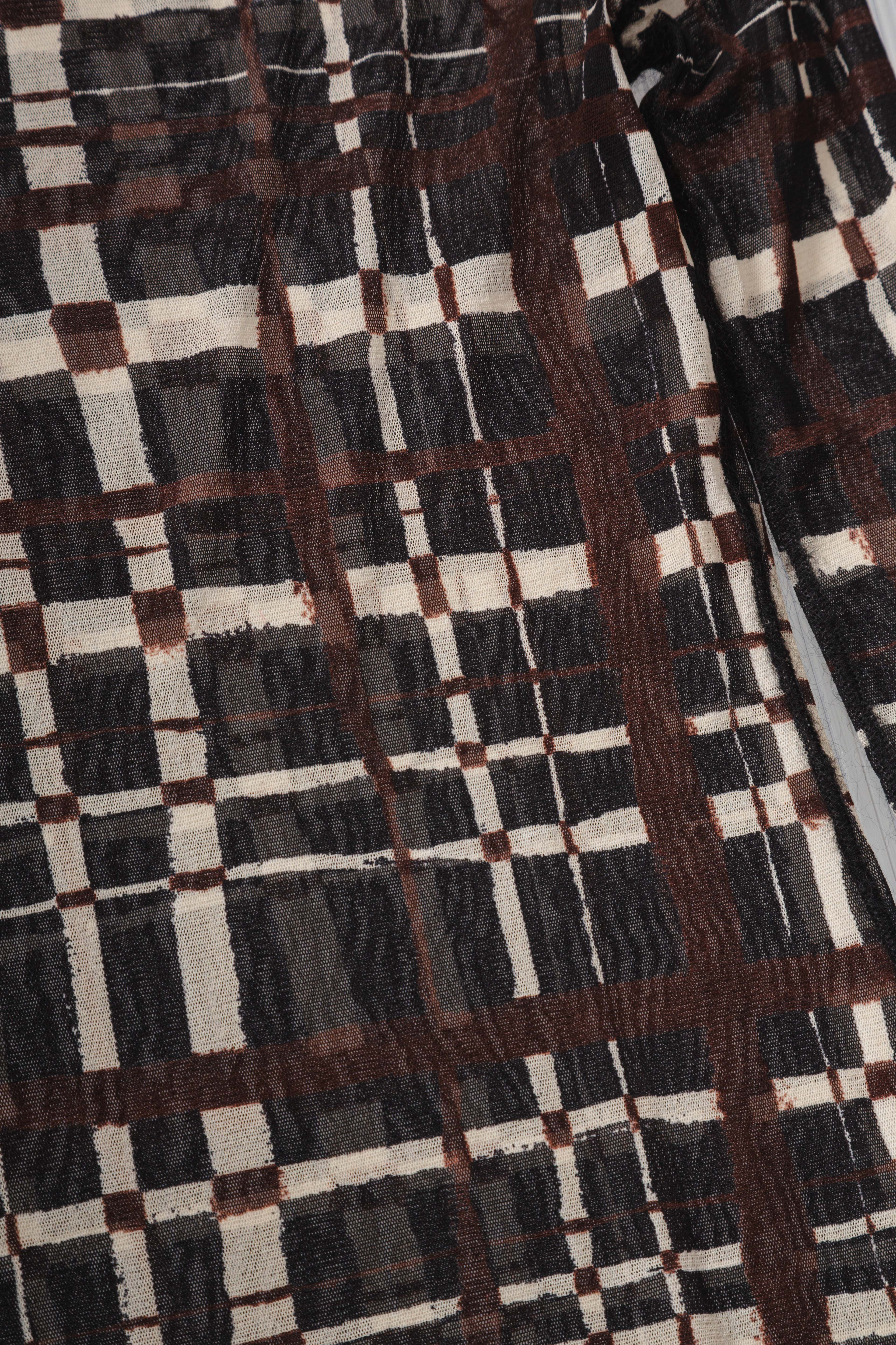 FW2001 CHECK MESH LONG SLEEVED TOP