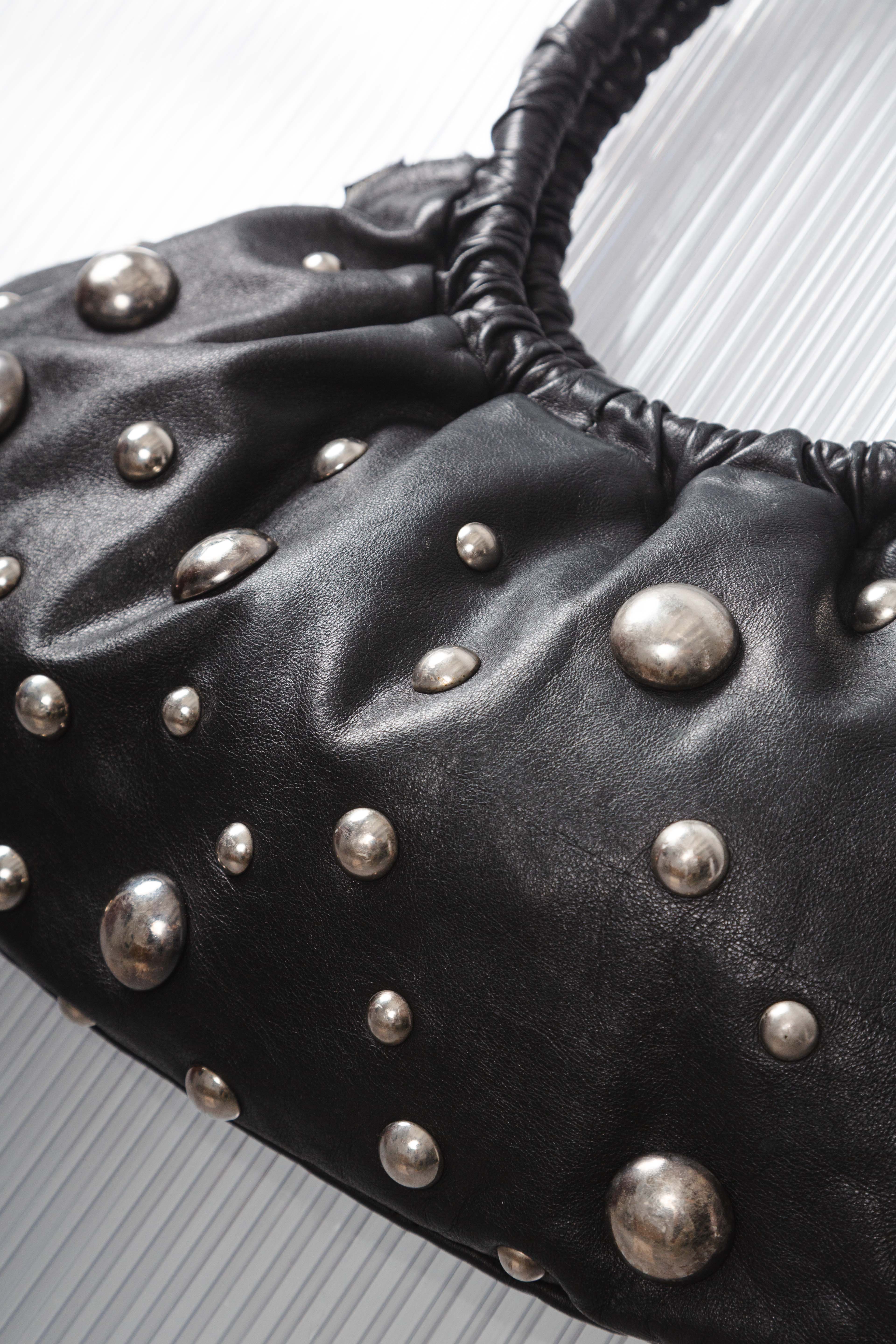 STUDDED DOTS LEATHER HANDBAG