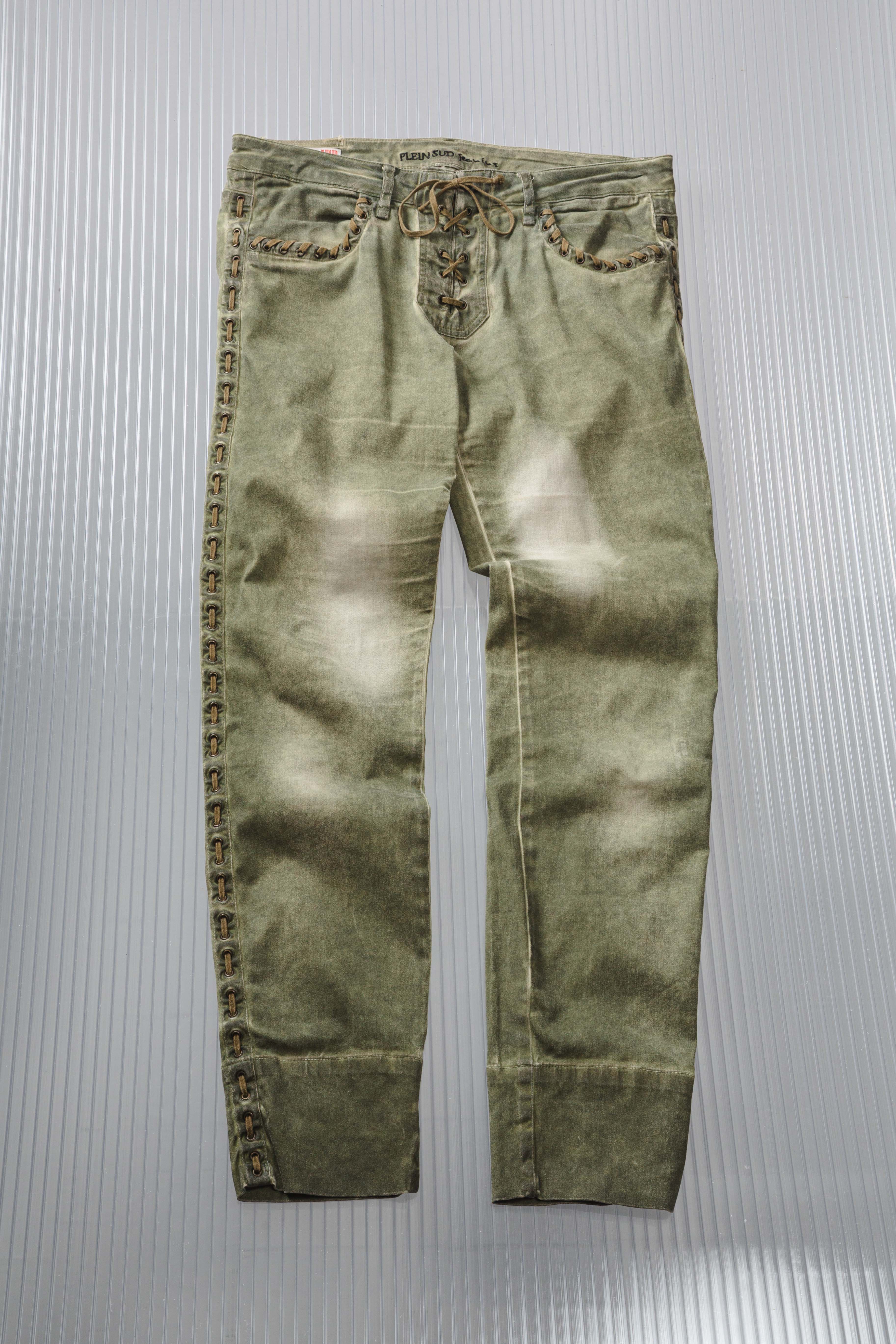 WASHED GREEN LACED PANTS