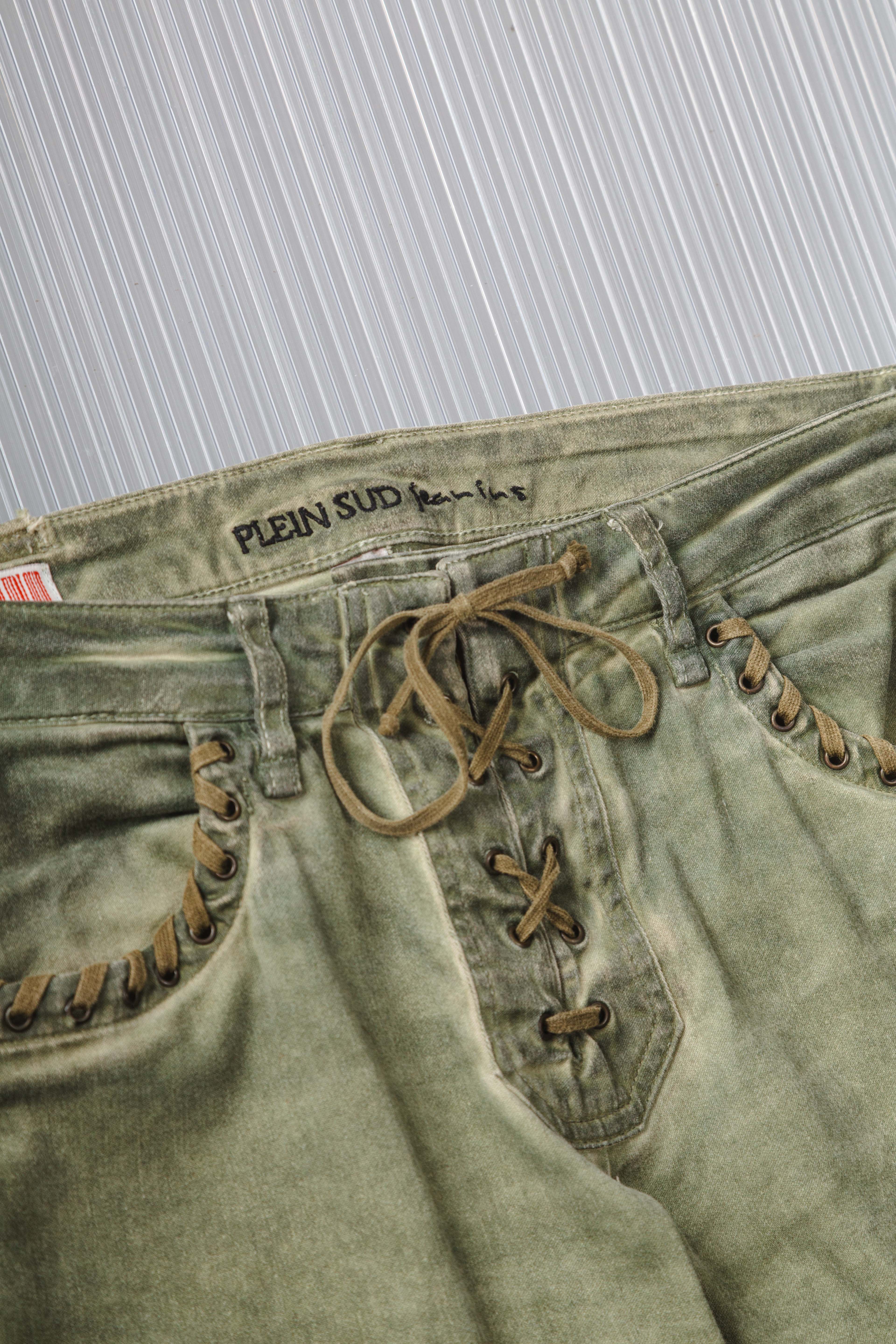 WASHED GREEN LACED PANTS