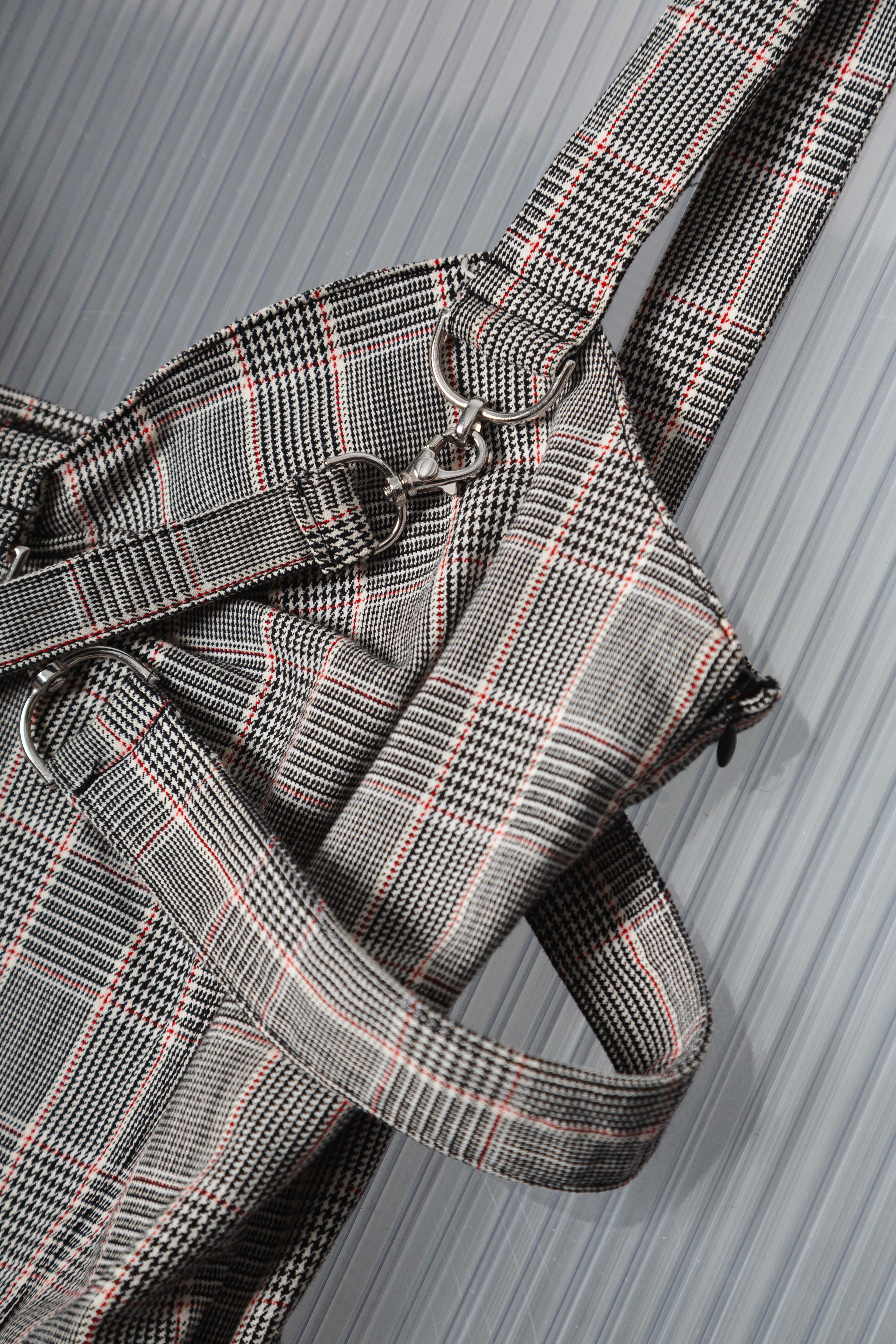 MOSCHINO PLAID UTILLITY MIDI DRESS