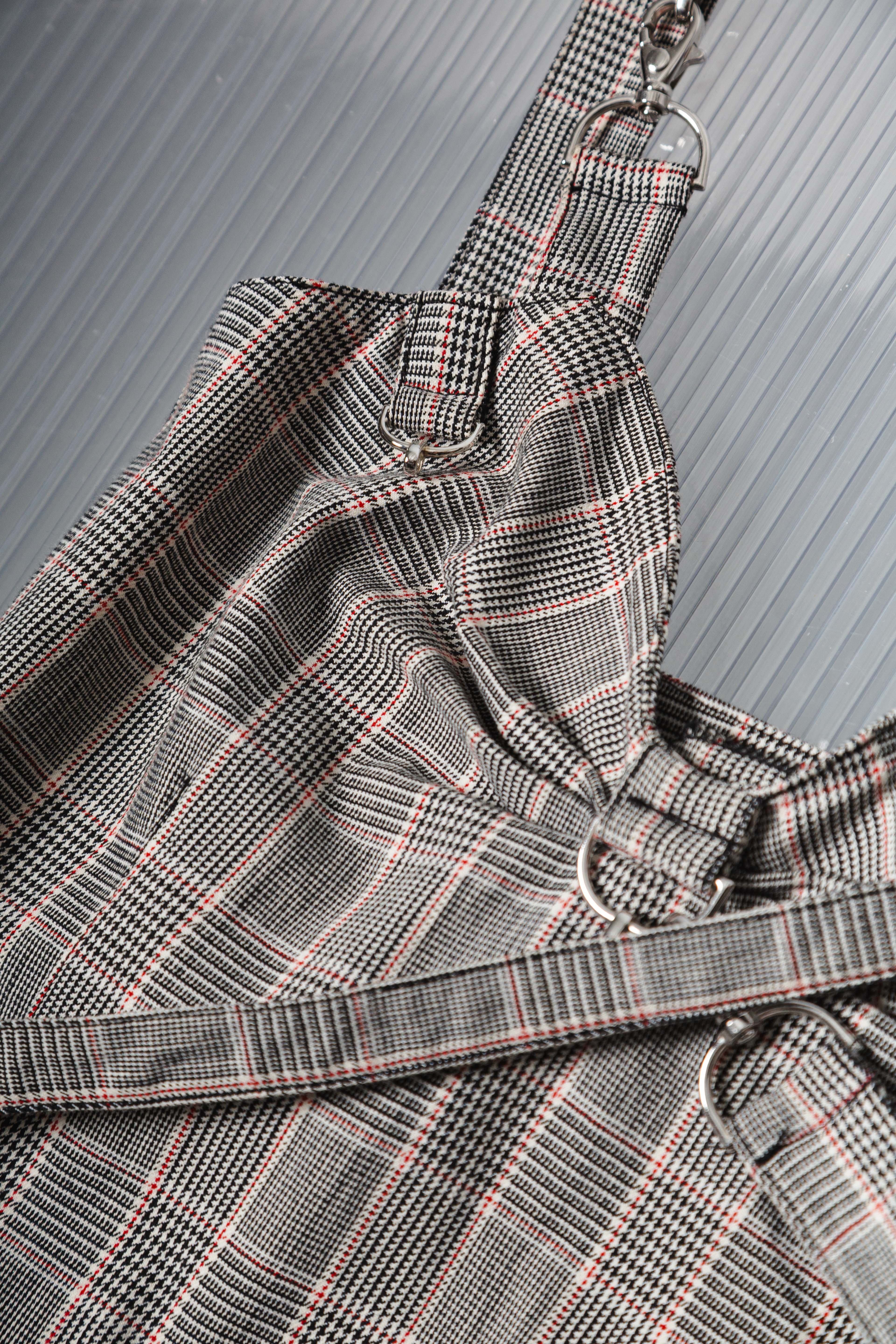 MOSCHINO PLAID UTILLITY MIDI DRESS