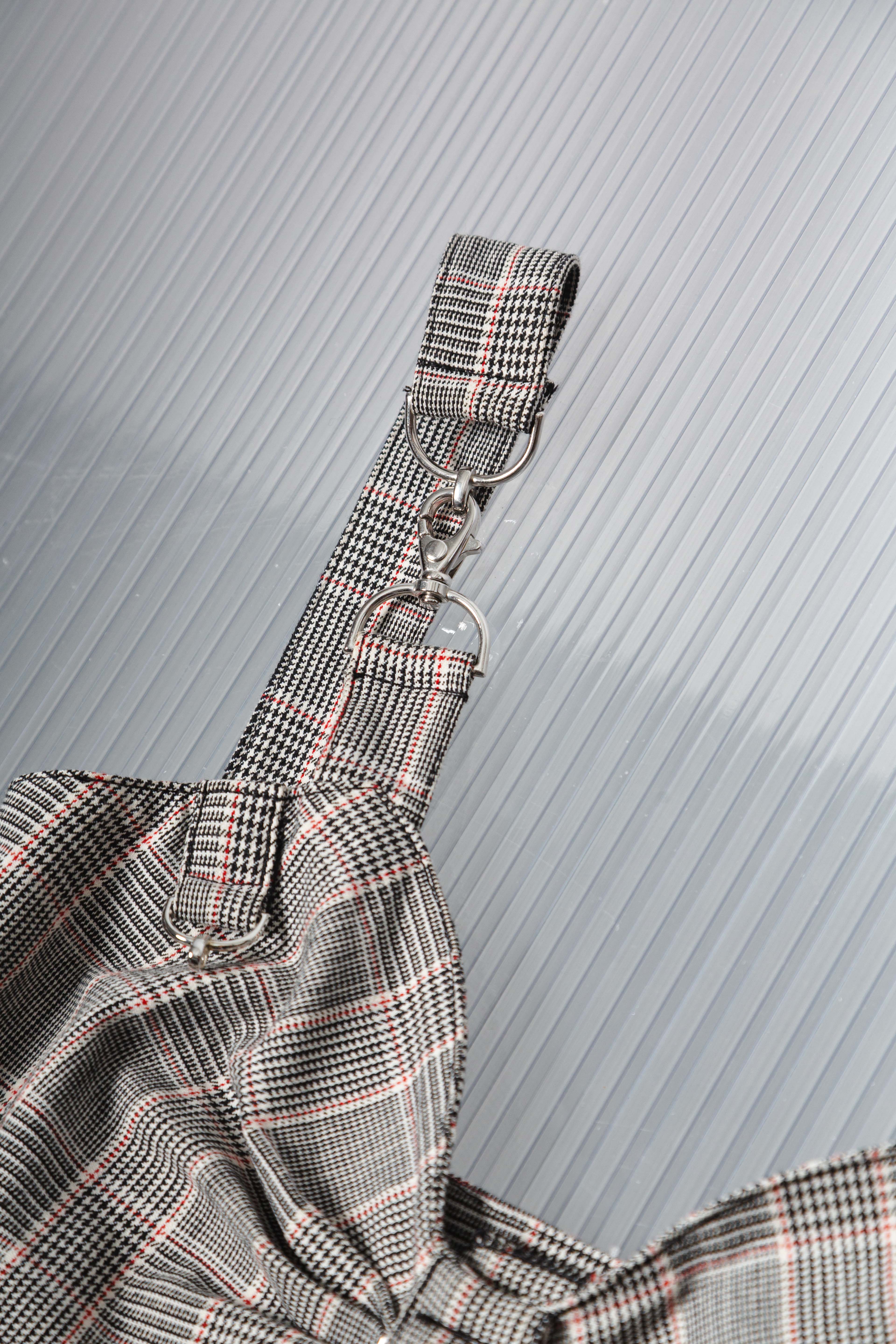 MOSCHINO PLAID UTILLITY MIDI DRESS